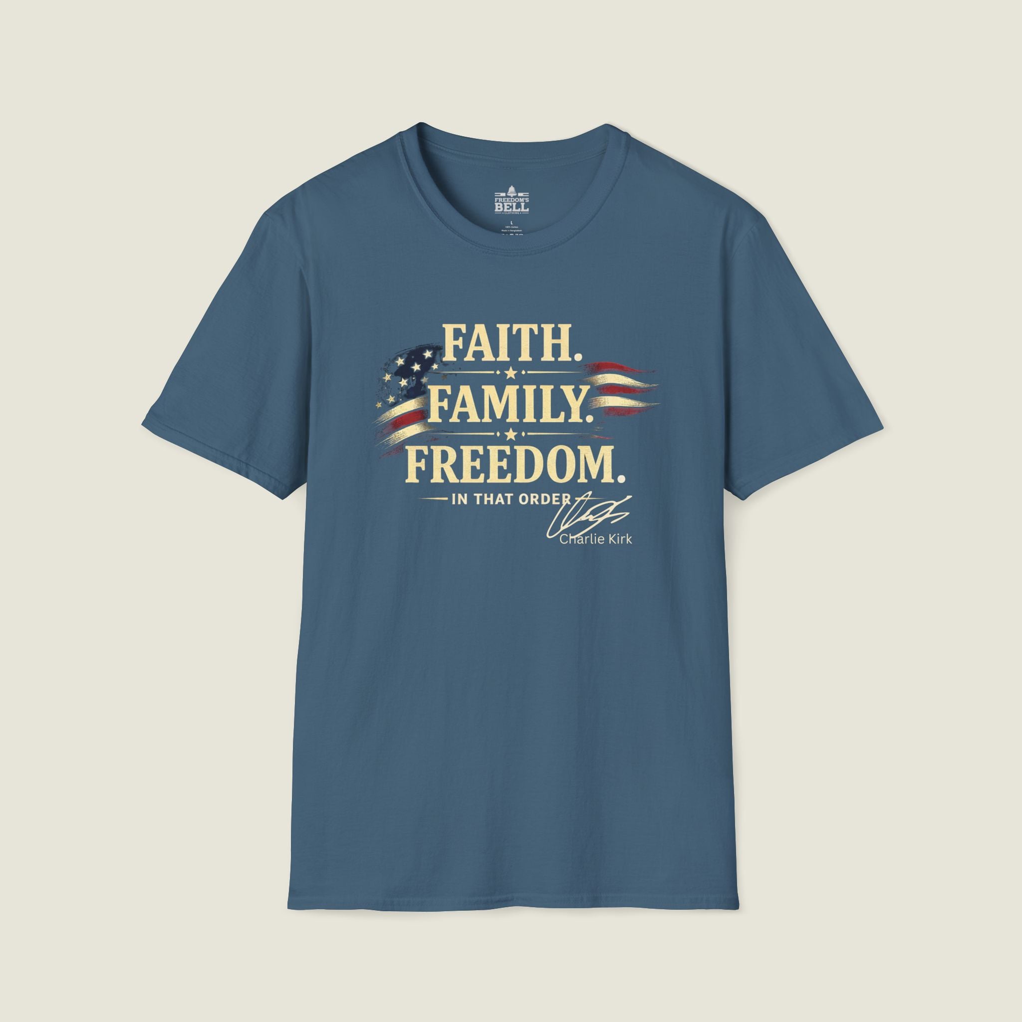 Faith Family Freedom Order Dark Shirt - Charlie Kirk Values