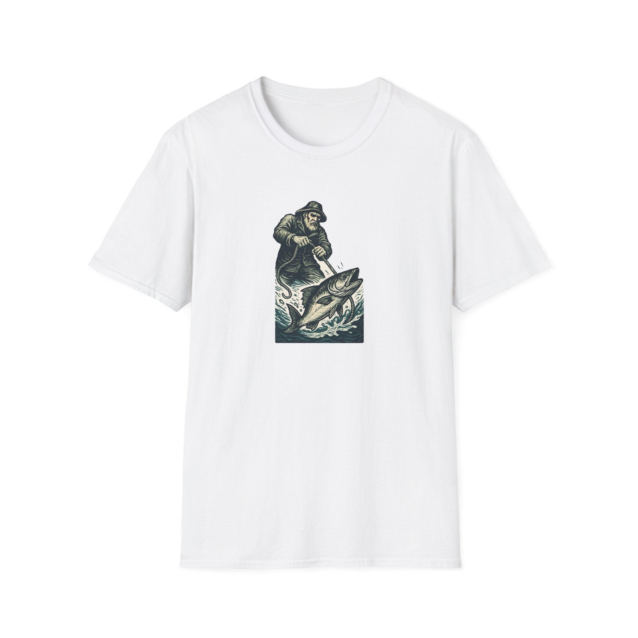 Fisherman Reeling Giant Fish T-Shirt