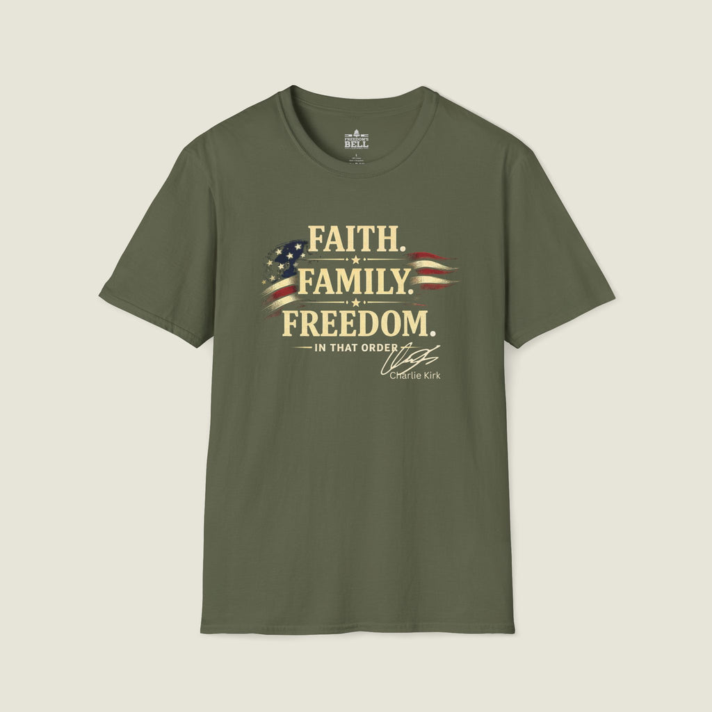 Faith Family Freedom Order Dark Shirt - Charlie Kirk Values