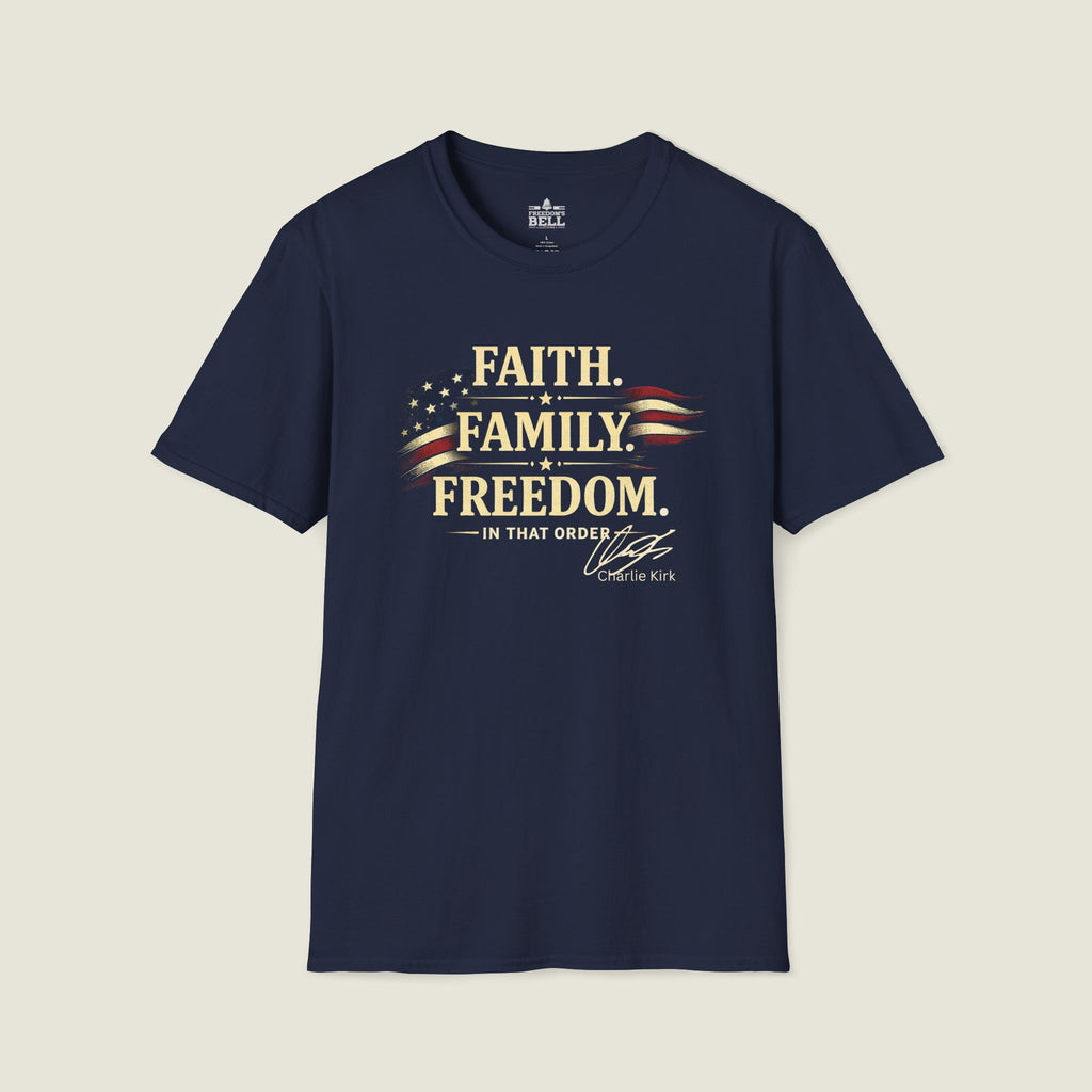 Faith Family Freedom Order Dark Shirt - Charlie Kirk Values