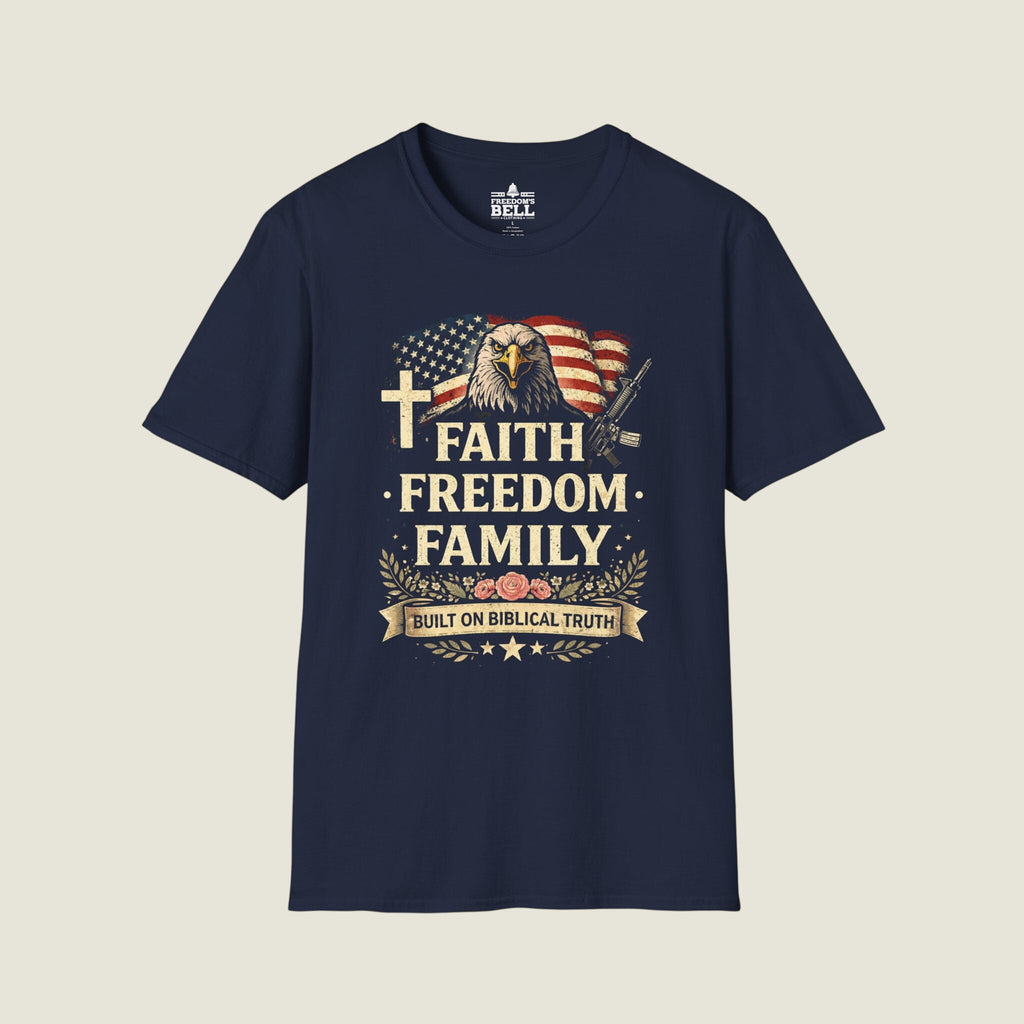 Faith Freedom Family Biblical Truth T-Shirt - Eagle Design