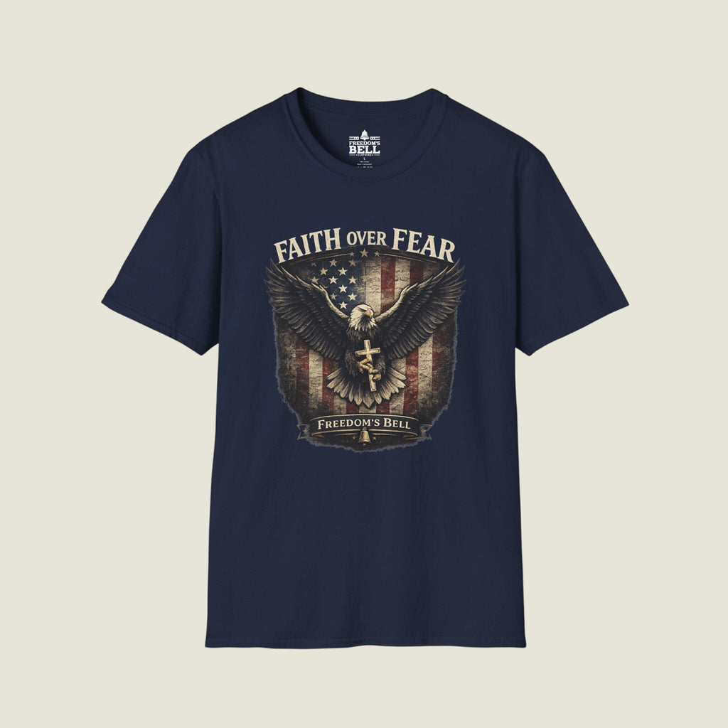 Faith Over Fear Eagle Shield T-Shirt - Patriotic Christian