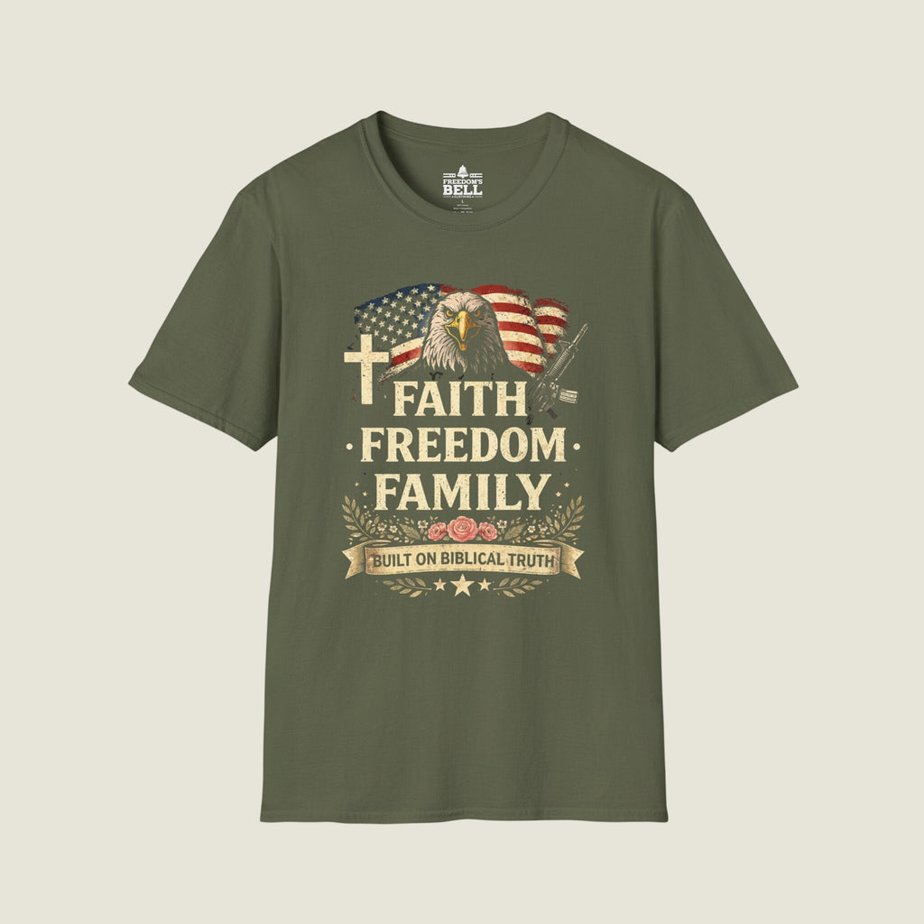 Faith Freedom Family Biblical Truth T-Shirt - Eagle Design