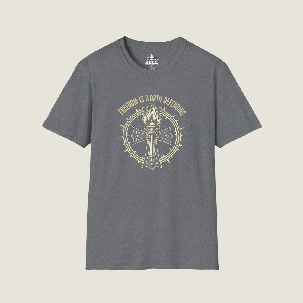 Freedom Is Worth Defending – Torch Cross Bold Patriot T-Shirt