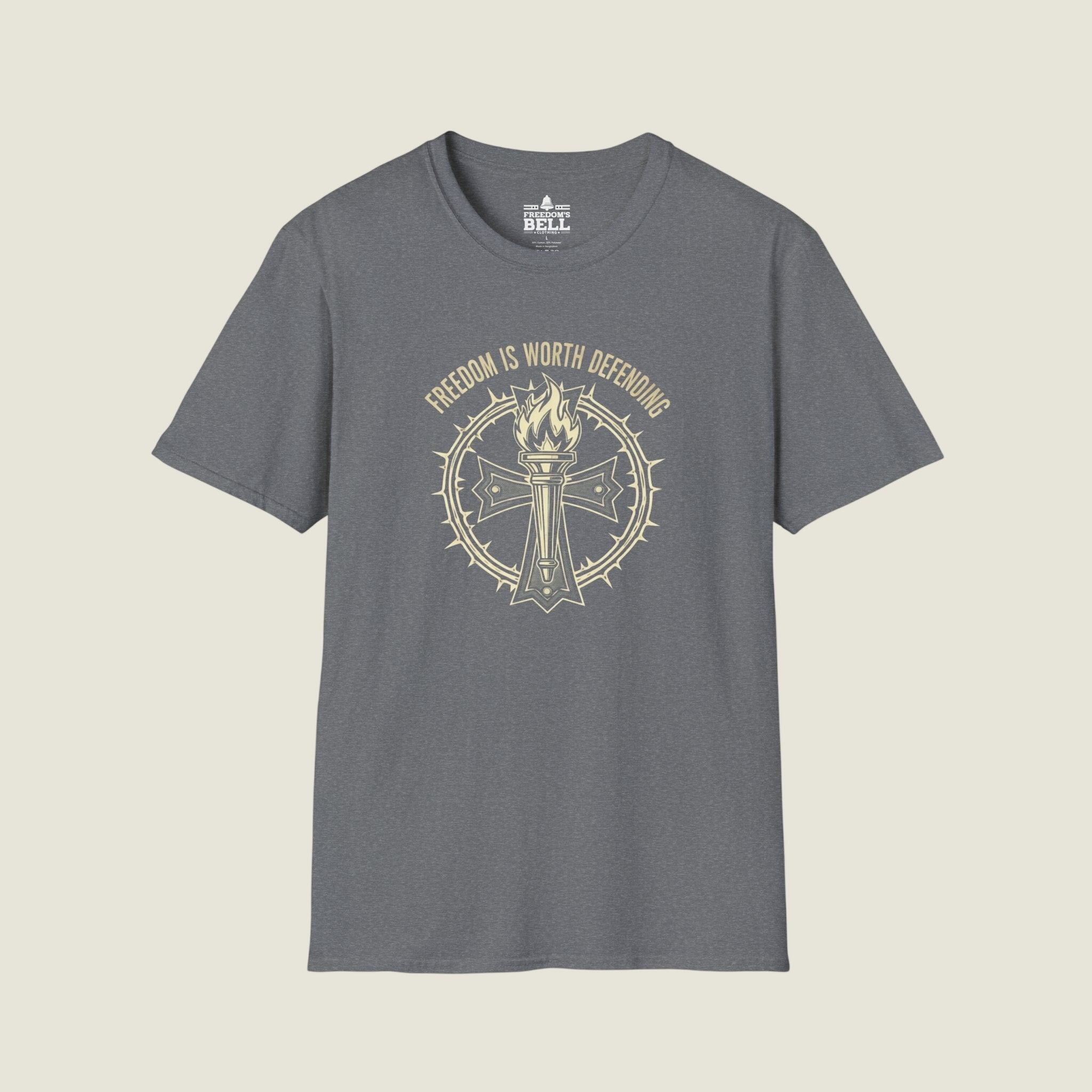 Freedom Is Worth Defending – Torch Cross Bold Patriot T-Shirt