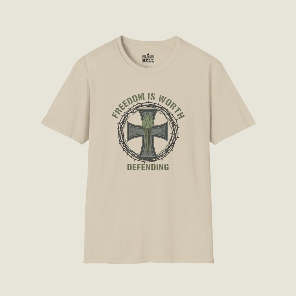 Freedom Is Worth Defending – Warrior Cross Patriotic T-Shirt