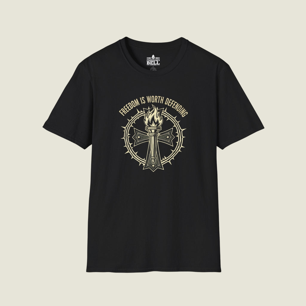 Freedom Is Worth Defending – Torch Cross Bold Patriot T-Shirt