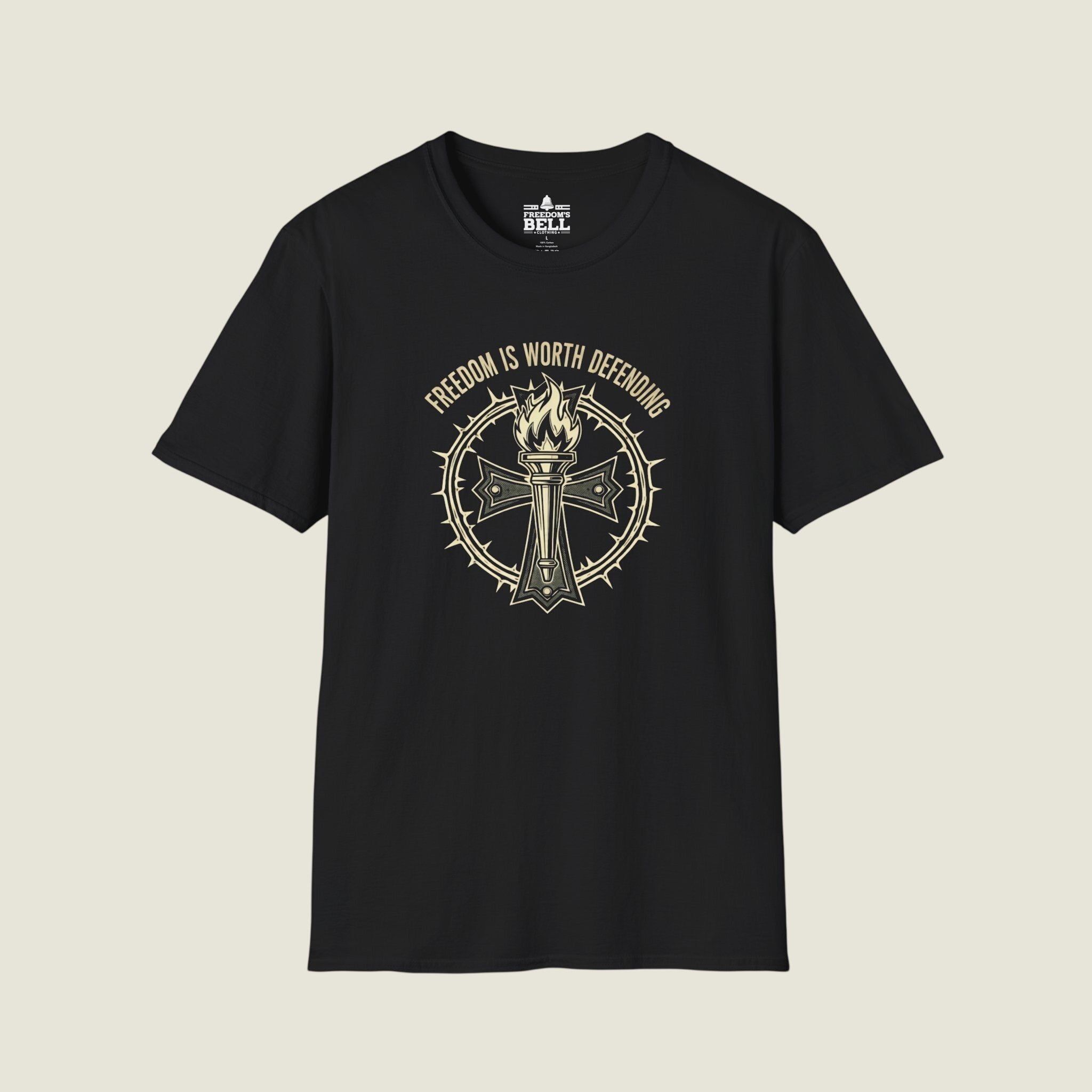 Freedom Is Worth Defending – Torch Cross Bold Patriot T-Shirt