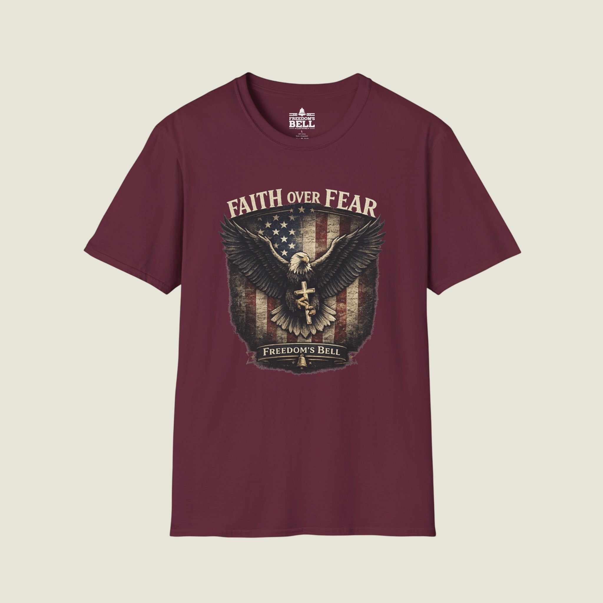 Faith Over Fear Eagle Shield T-Shirt - Patriotic Christian