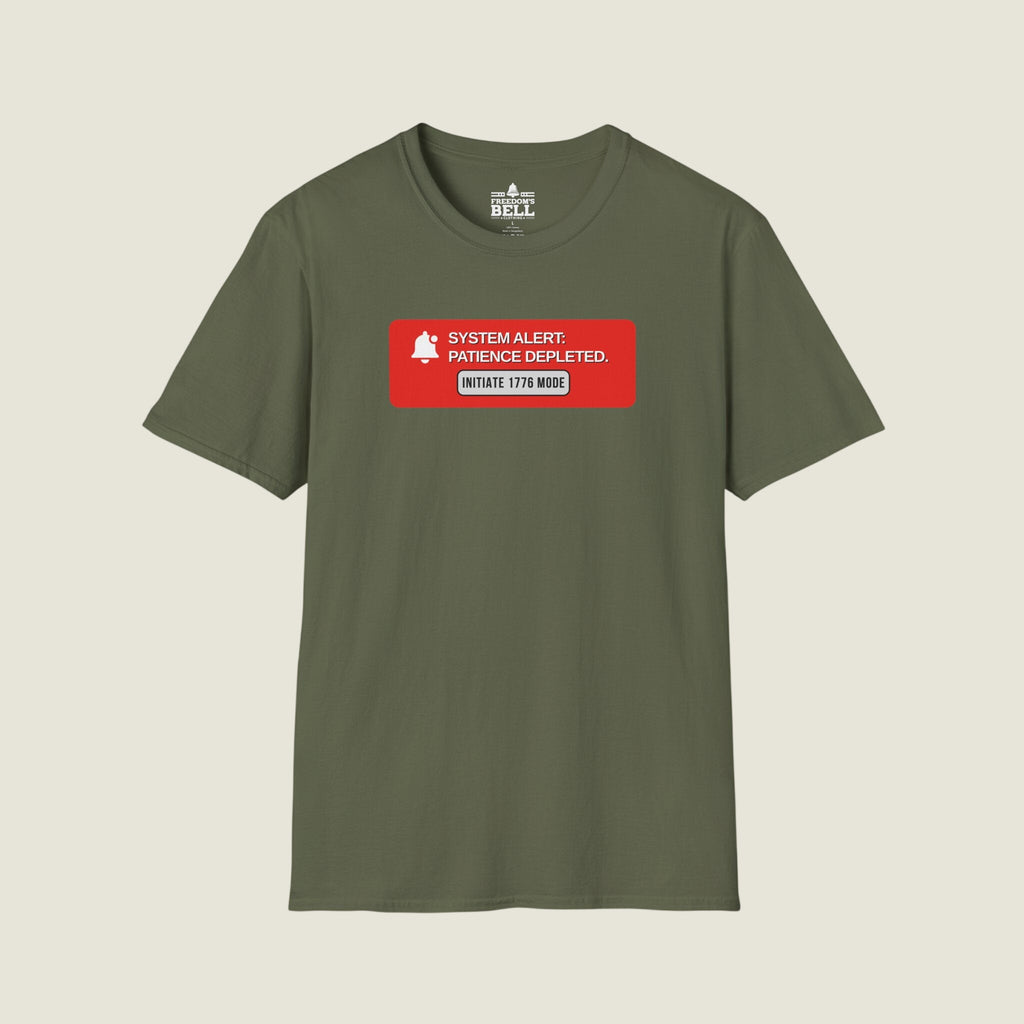 System Alert Patience Depleted - Initiate 1776 Mode Button T-Shirt