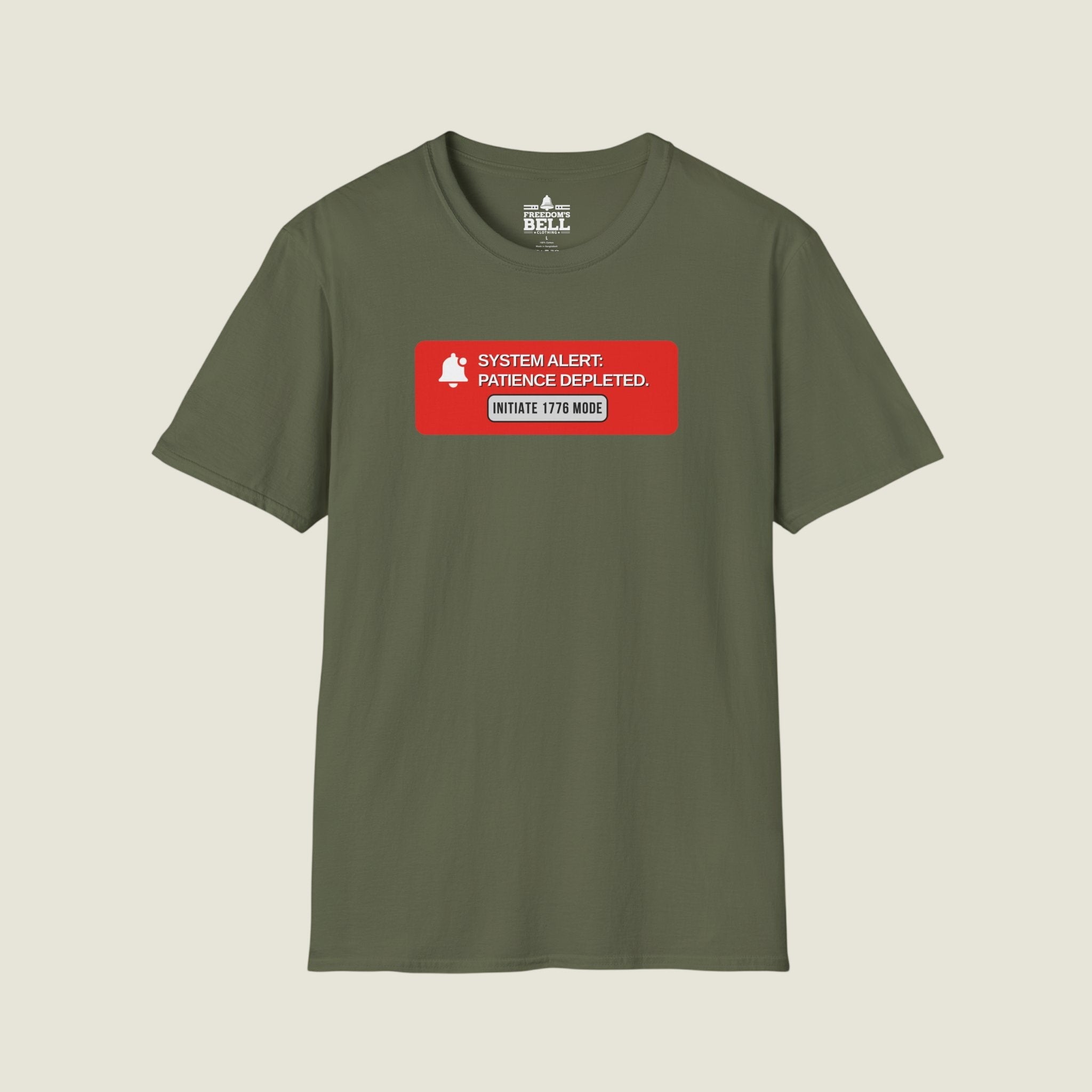 System Alert Patience Depleted - Initiate 1776 Mode Button T-Shirt