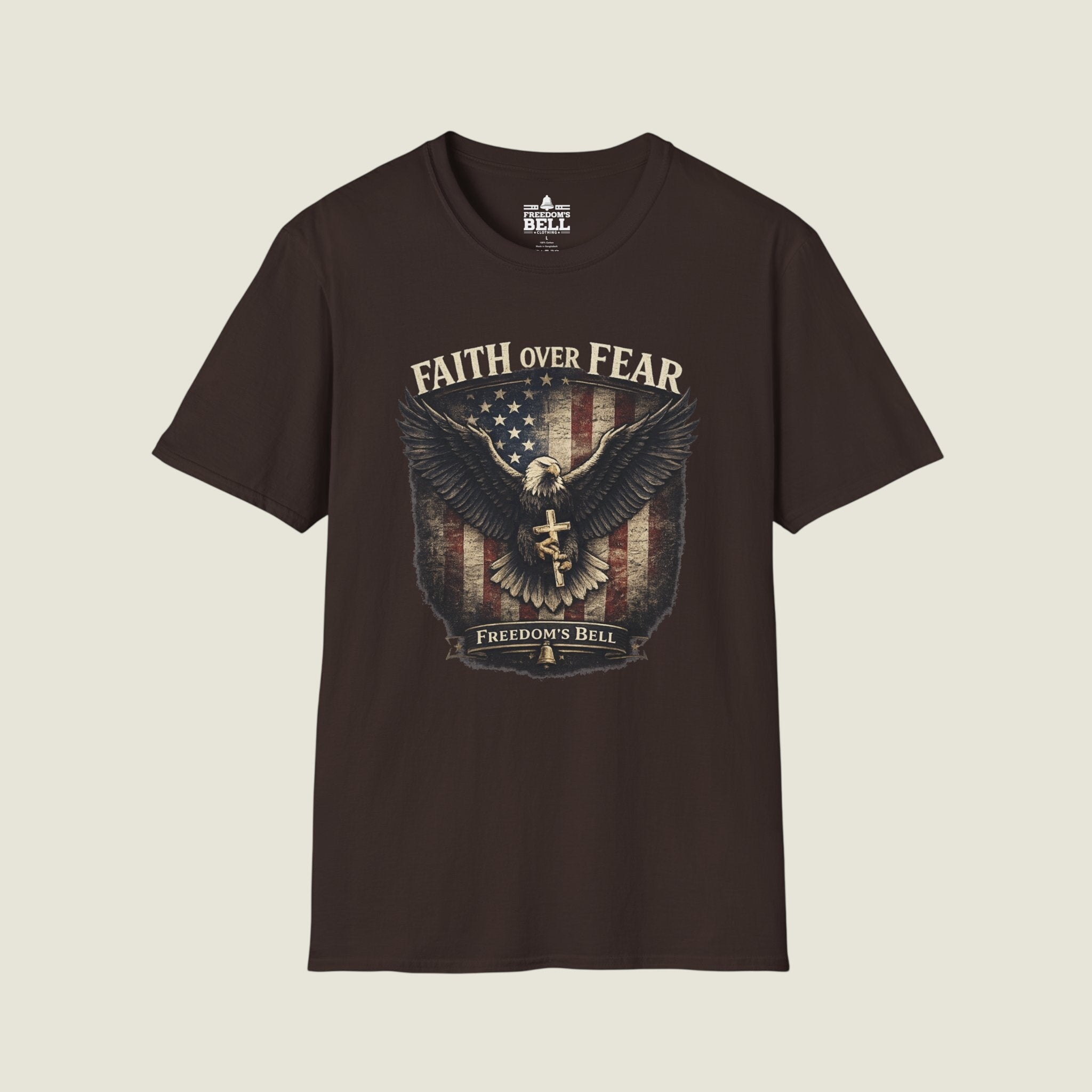 Faith Over Fear Eagle Shield T-Shirt - Patriotic Christian