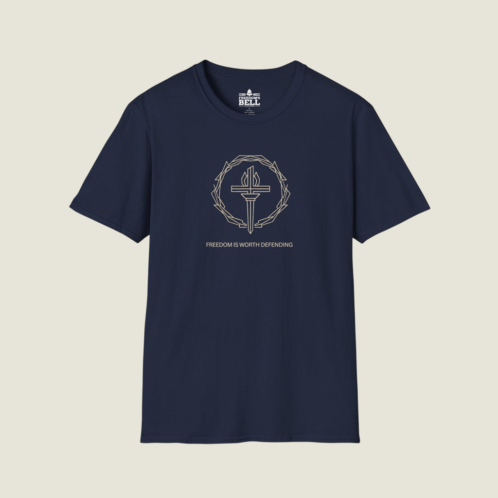 Freedom Is Worth Defending – Gold Cross Dark Patriot T-Shirt