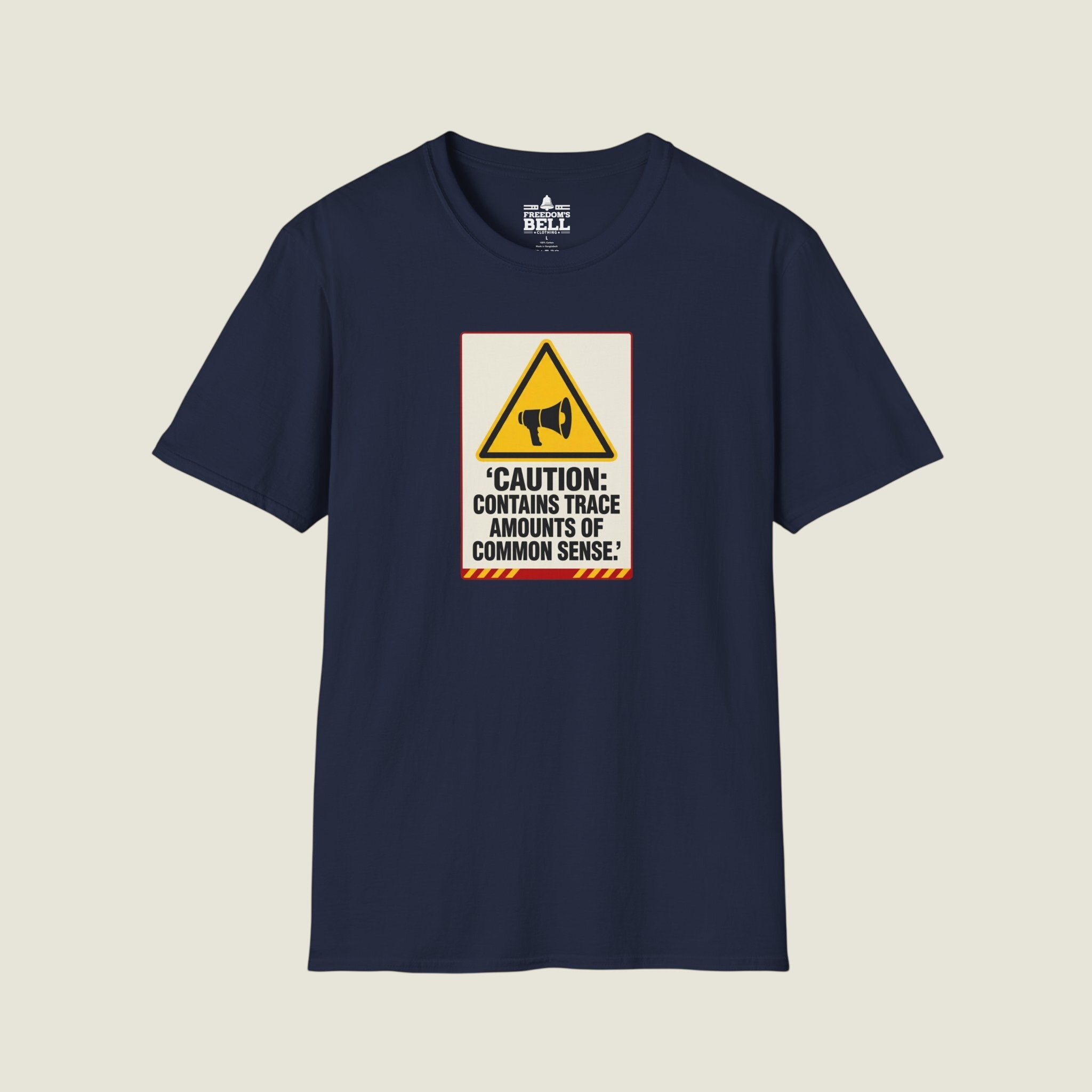 Caution Contains Trace Common Sense - Warning Label Humor T-Shirt