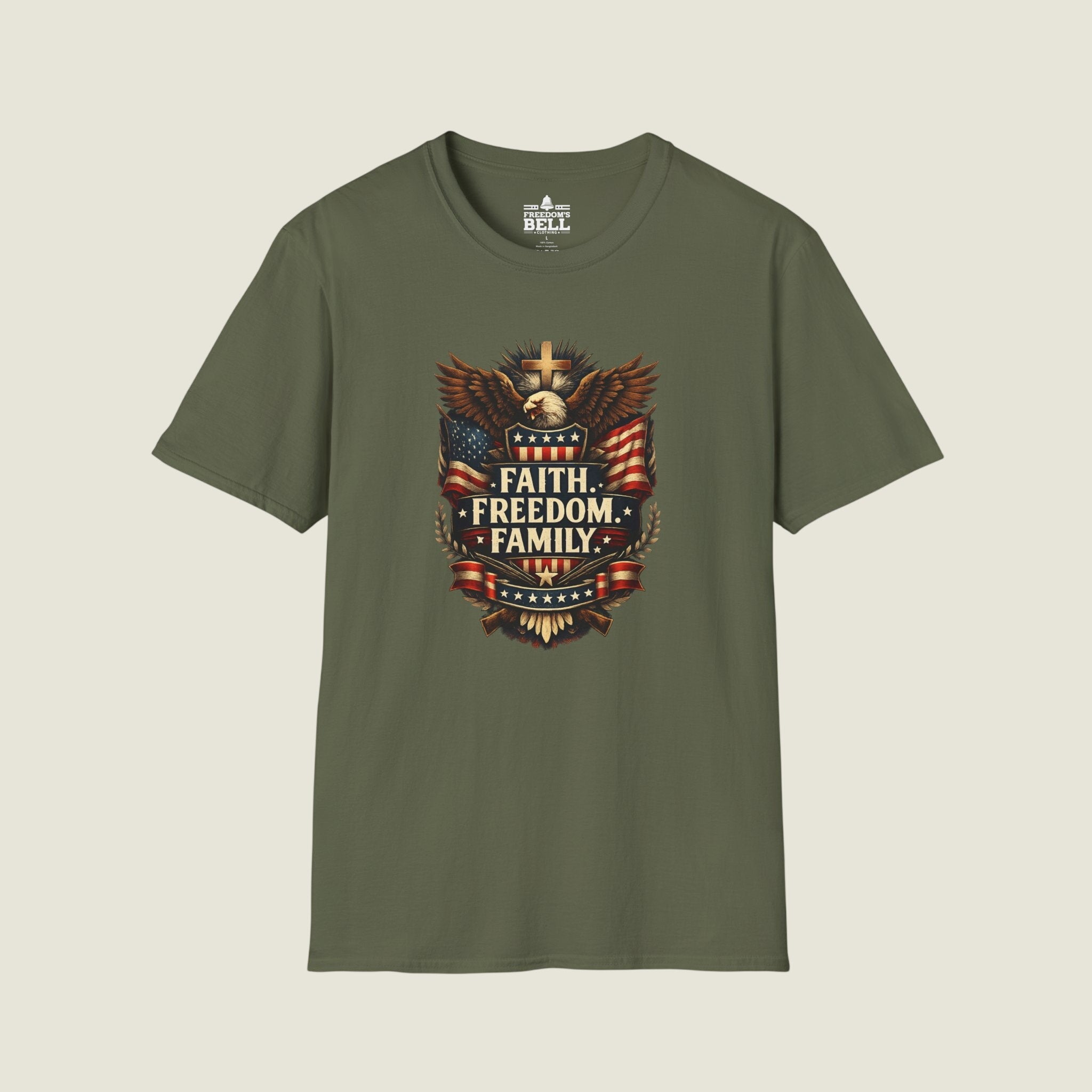Faith Freedom Family Eagle Crest T-Shirt - Premium Badge