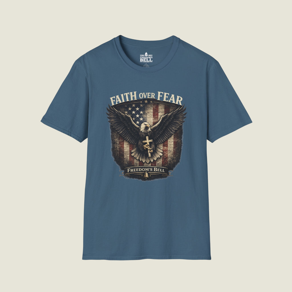 Faith Over Fear Eagle Shield T-Shirt - Patriotic Christian