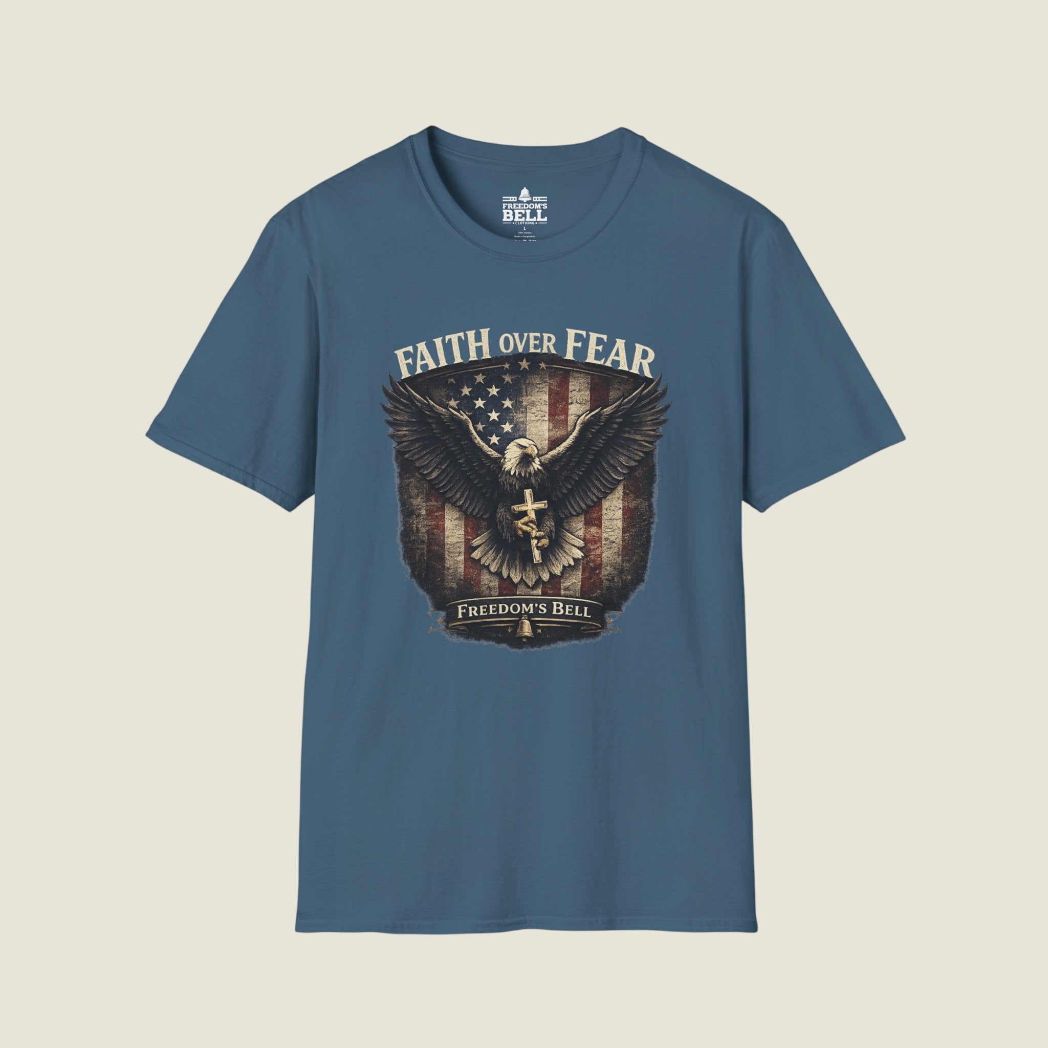 Faith Over Fear Eagle Shield T-Shirt - Patriotic Christian