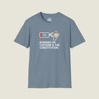 Running On Caffeine And Constitutional Fury - Low Battery T-Shirt