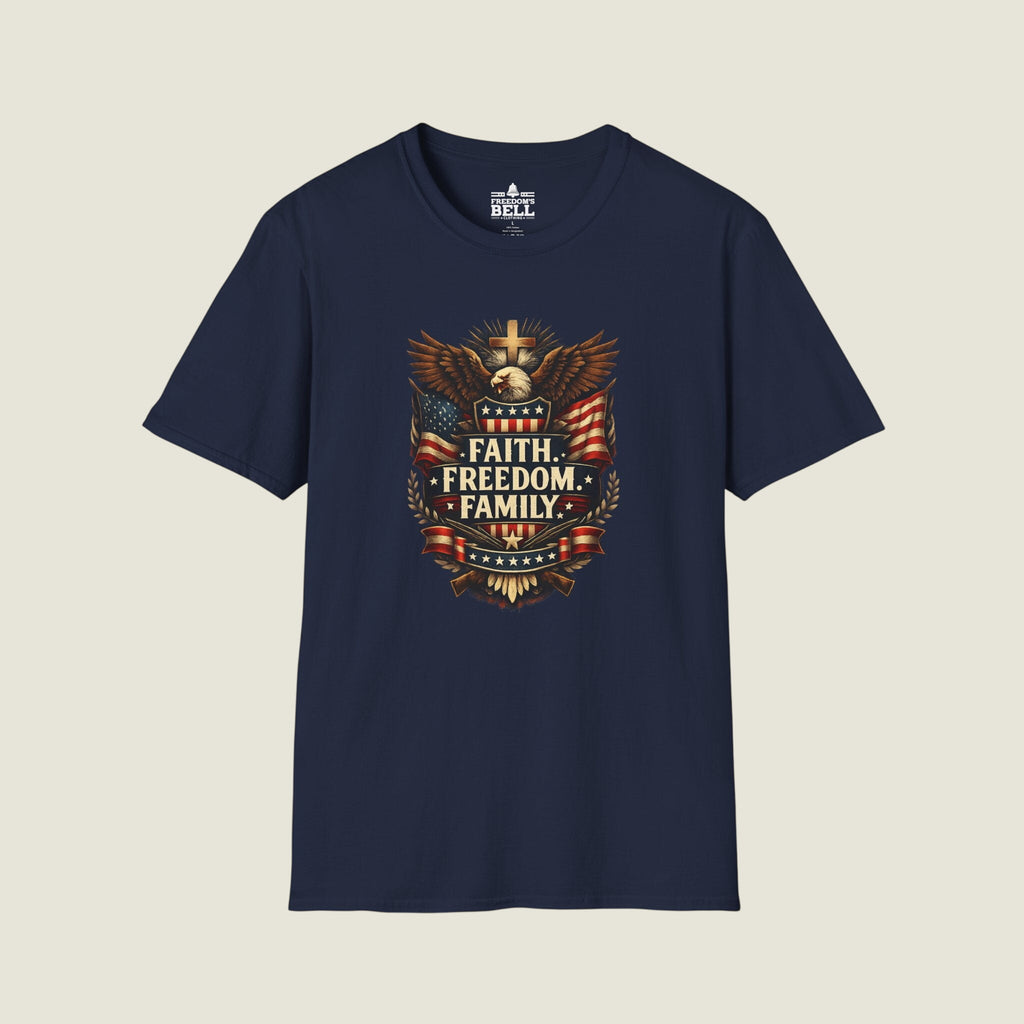 Faith Freedom Family Eagle Crest T-Shirt - Premium Badge