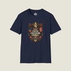 Faith Freedom Family Eagle Crest T-Shirt - Premium Badge