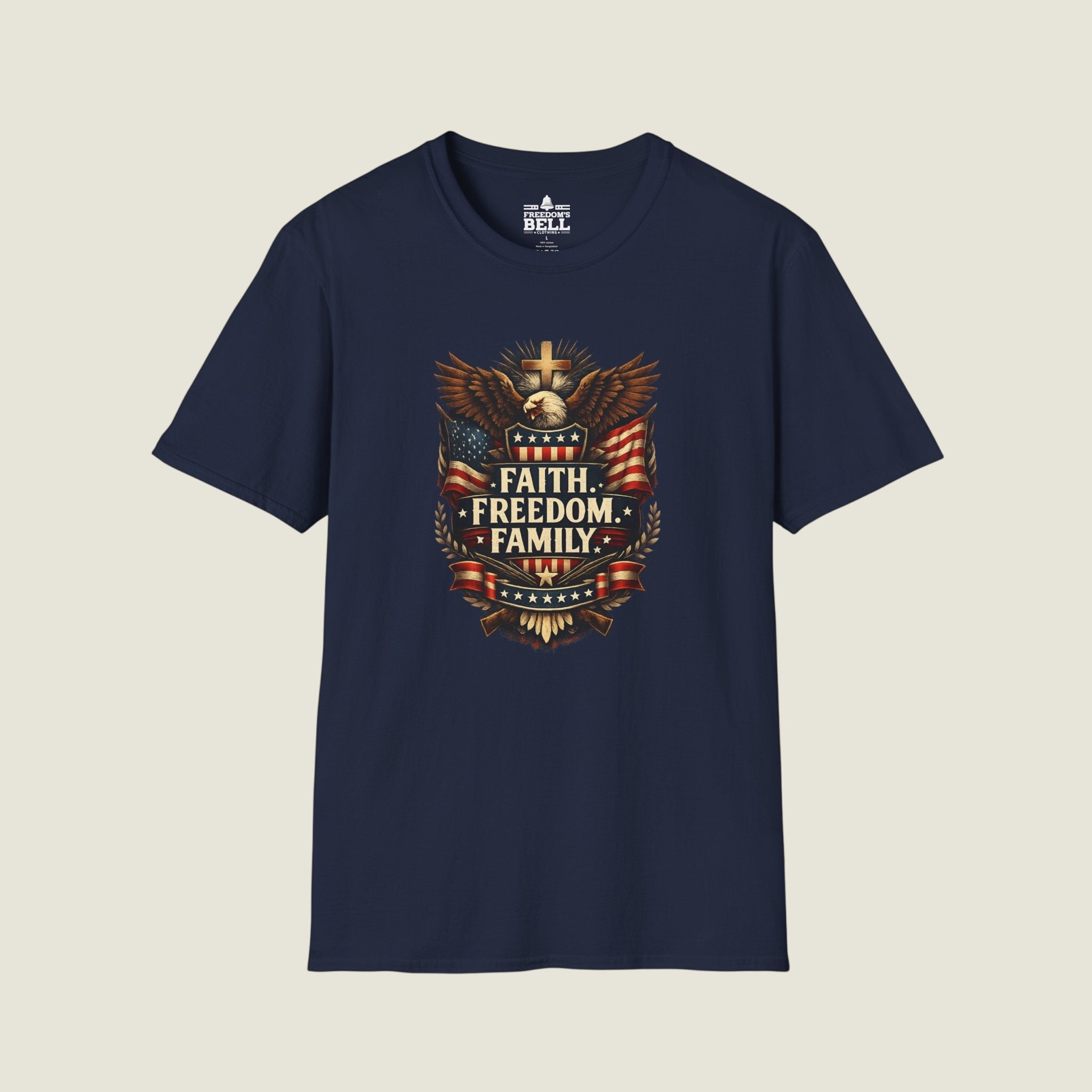 Faith Freedom Family Eagle Crest T-Shirt - Premium Badge