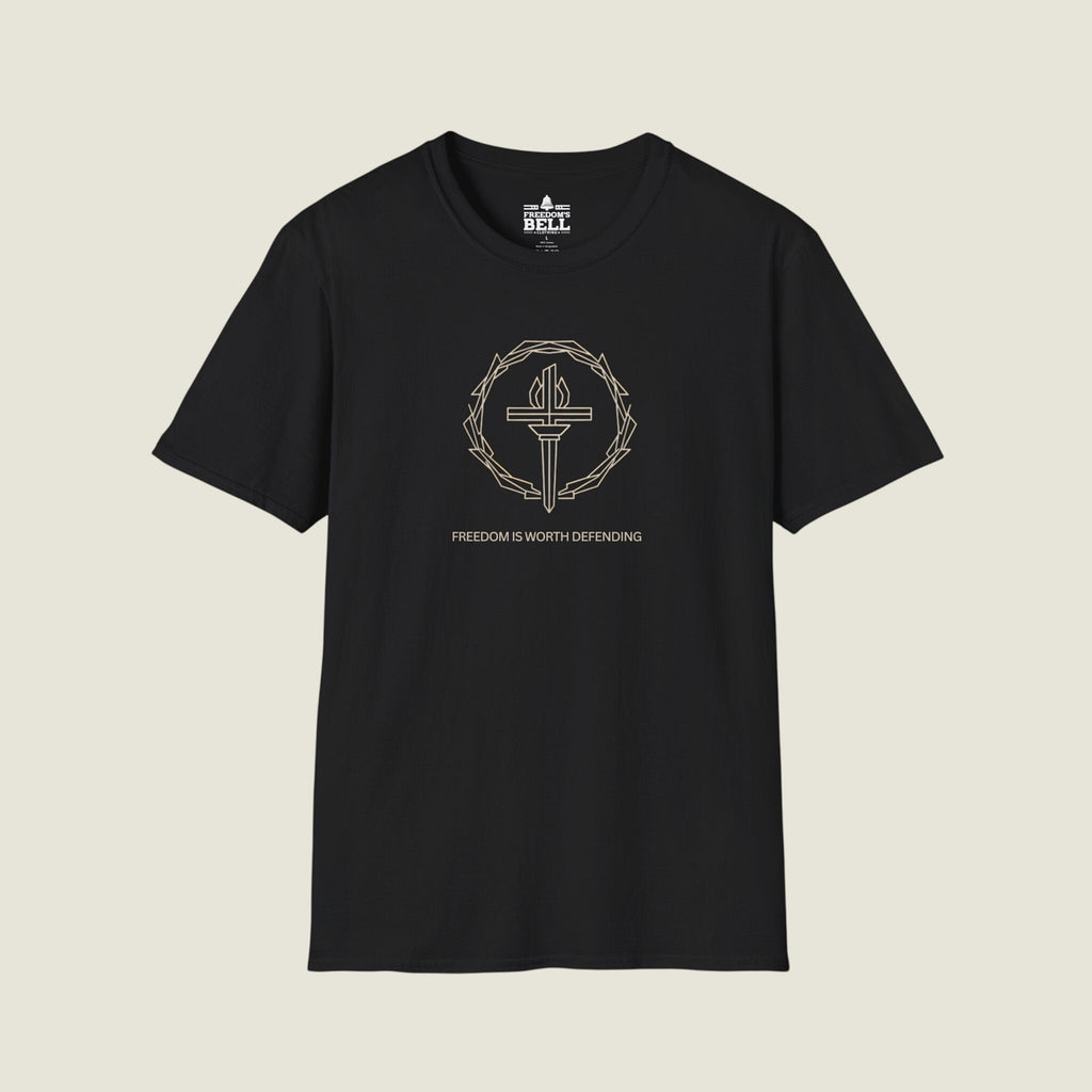 Freedom Is Worth Defending – Gold Cross Dark Patriot T-Shirt