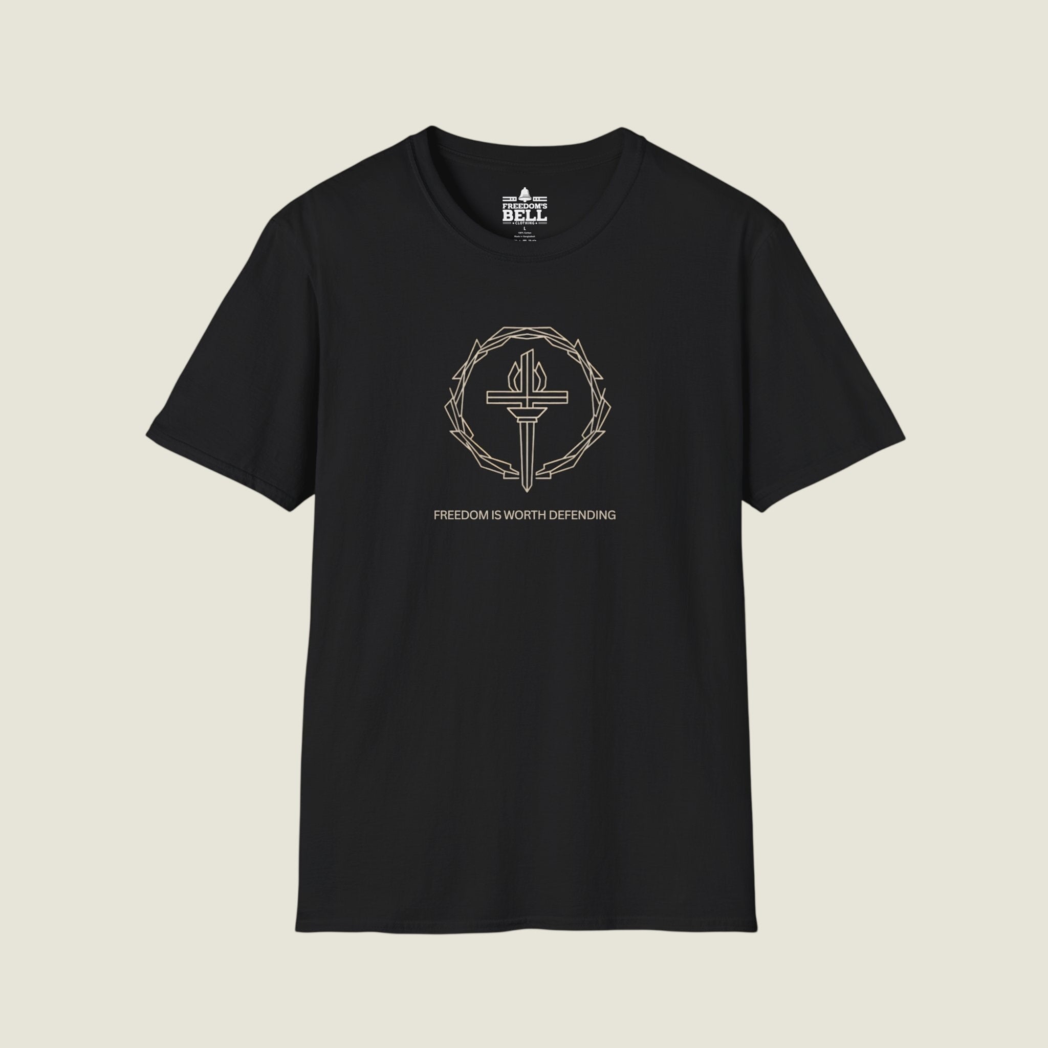 Freedom Is Worth Defending – Gold Cross Dark Patriot T-Shirt