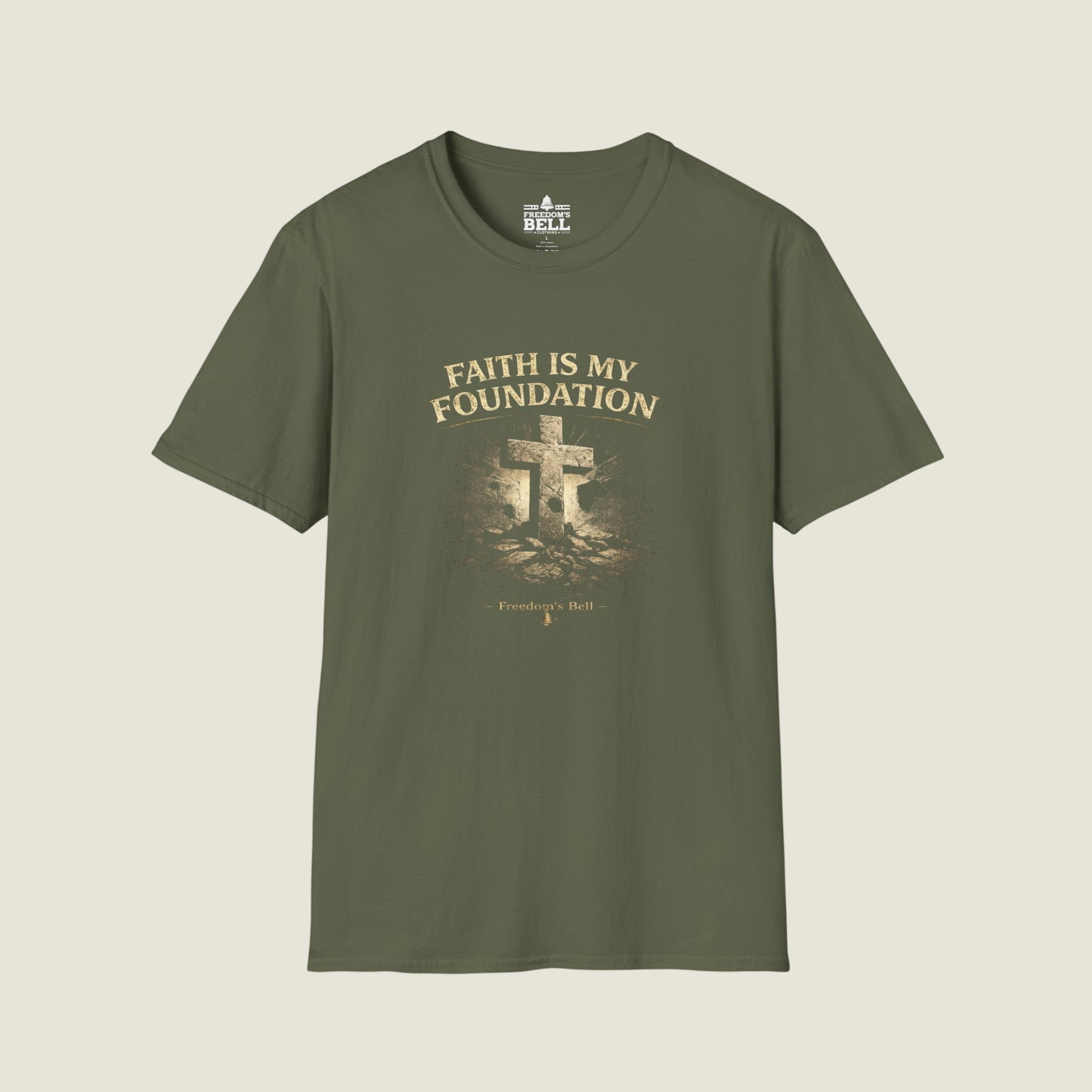 Faith Is My Foundation T-Shirt | Bold Stone Cross