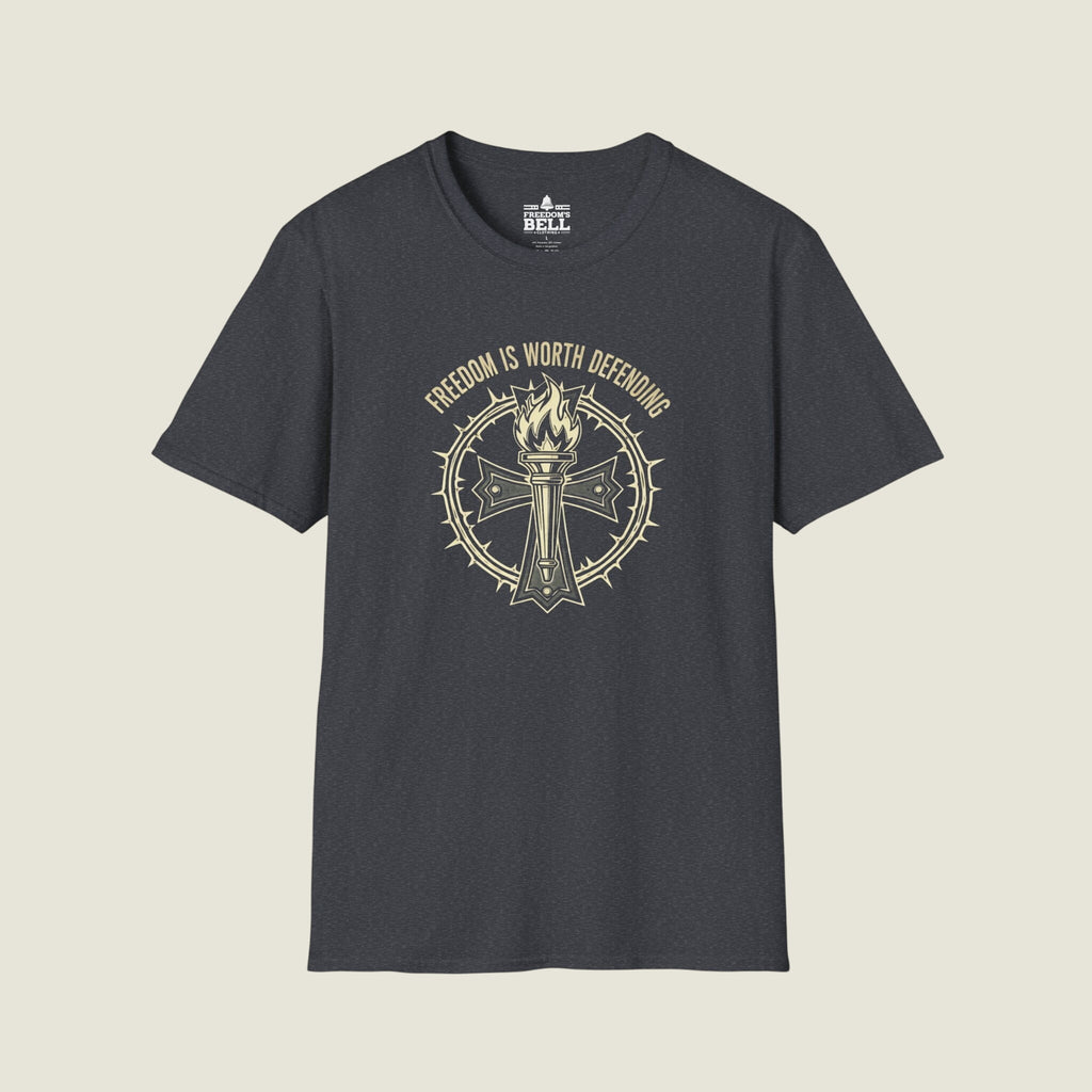 Freedom Is Worth Defending – Torch Cross Bold Patriot T-Shirt