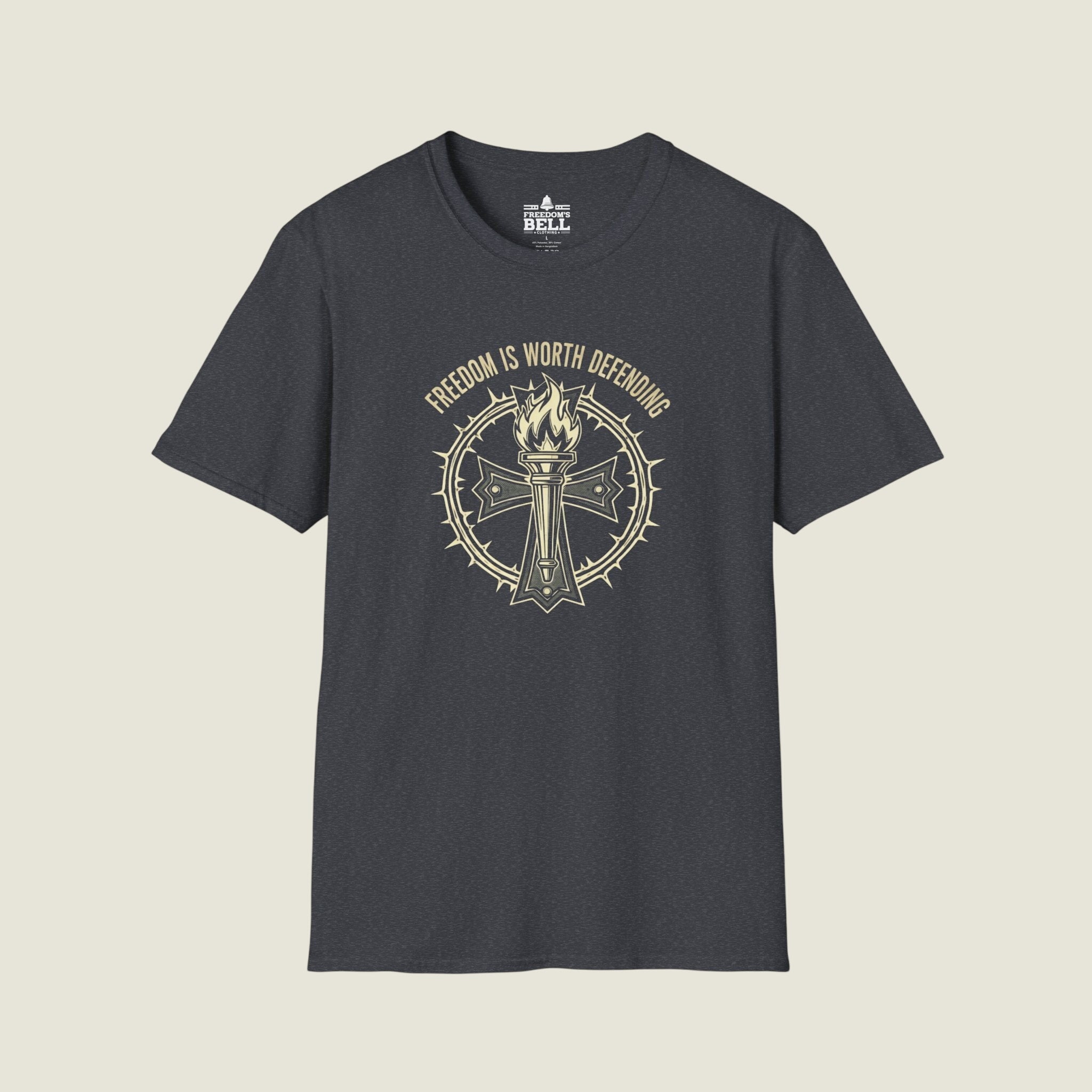 Freedom Is Worth Defending – Torch Cross Bold Patriot T-Shirt