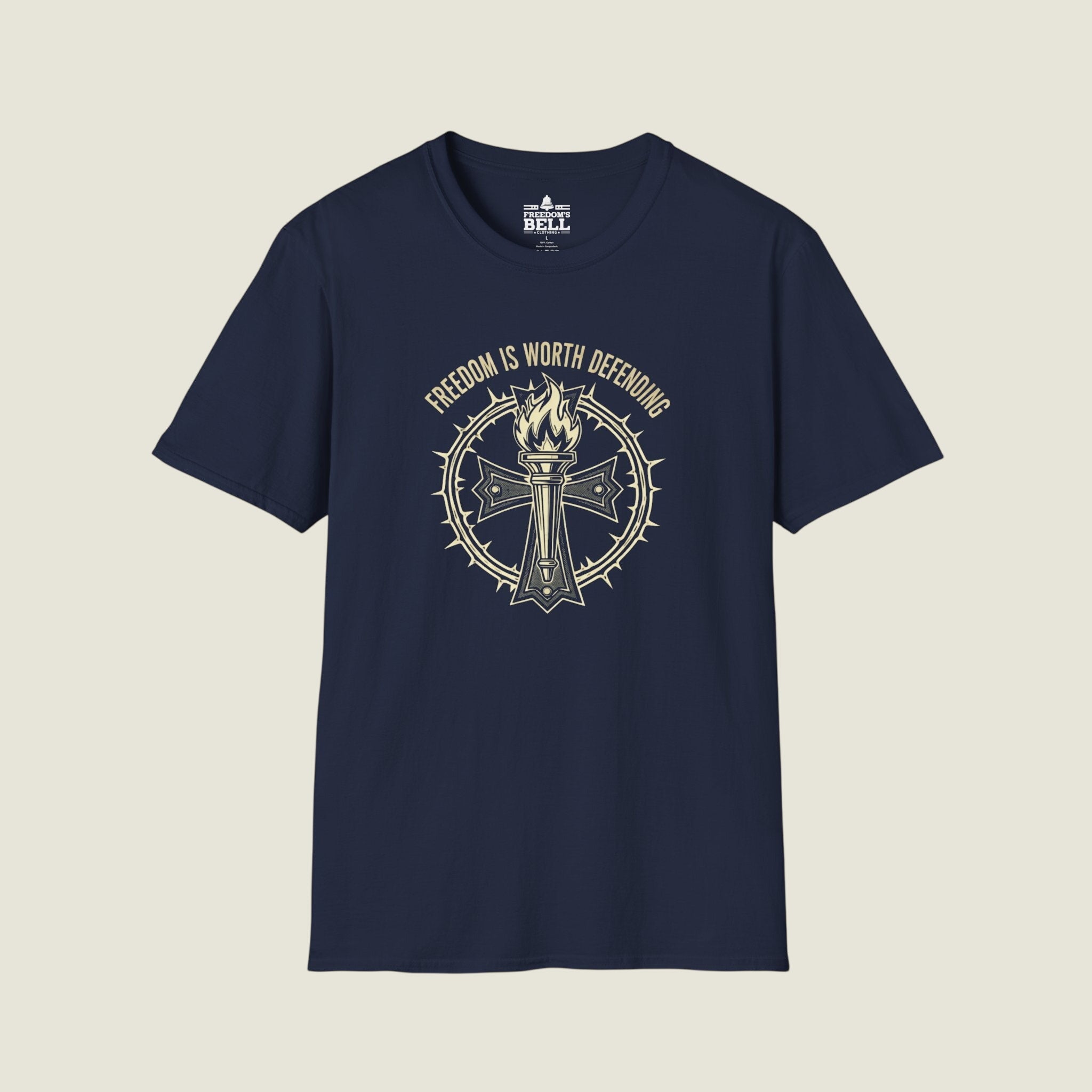 Freedom Is Worth Defending – Torch Cross Bold Patriot T-Shirt