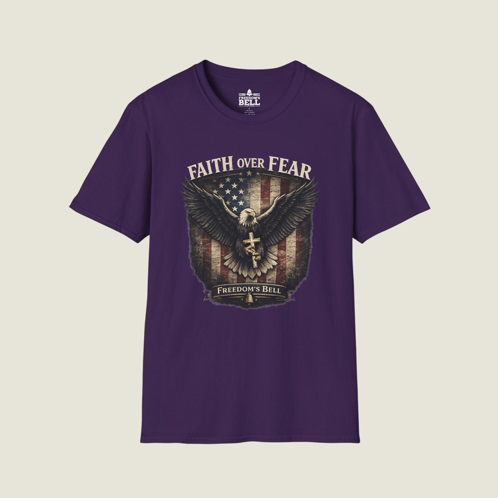 Faith Over Fear Eagle Shield T-Shirt - Patriotic Christian