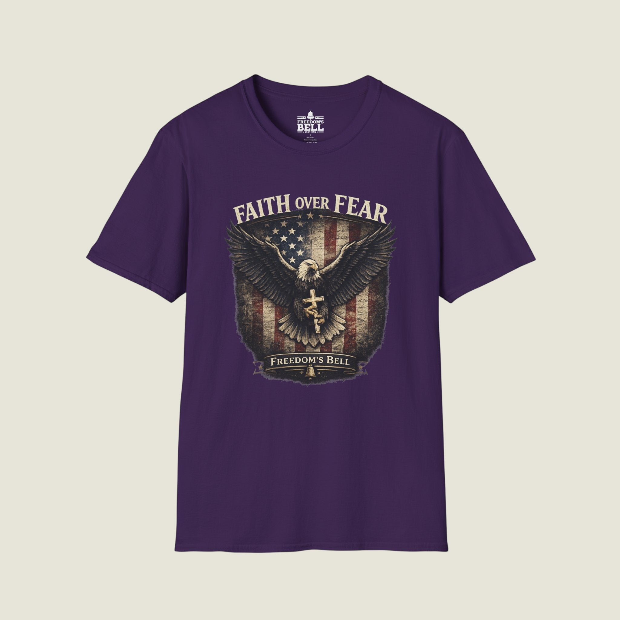 Faith Over Fear Eagle Shield T-Shirt - Patriotic Christian