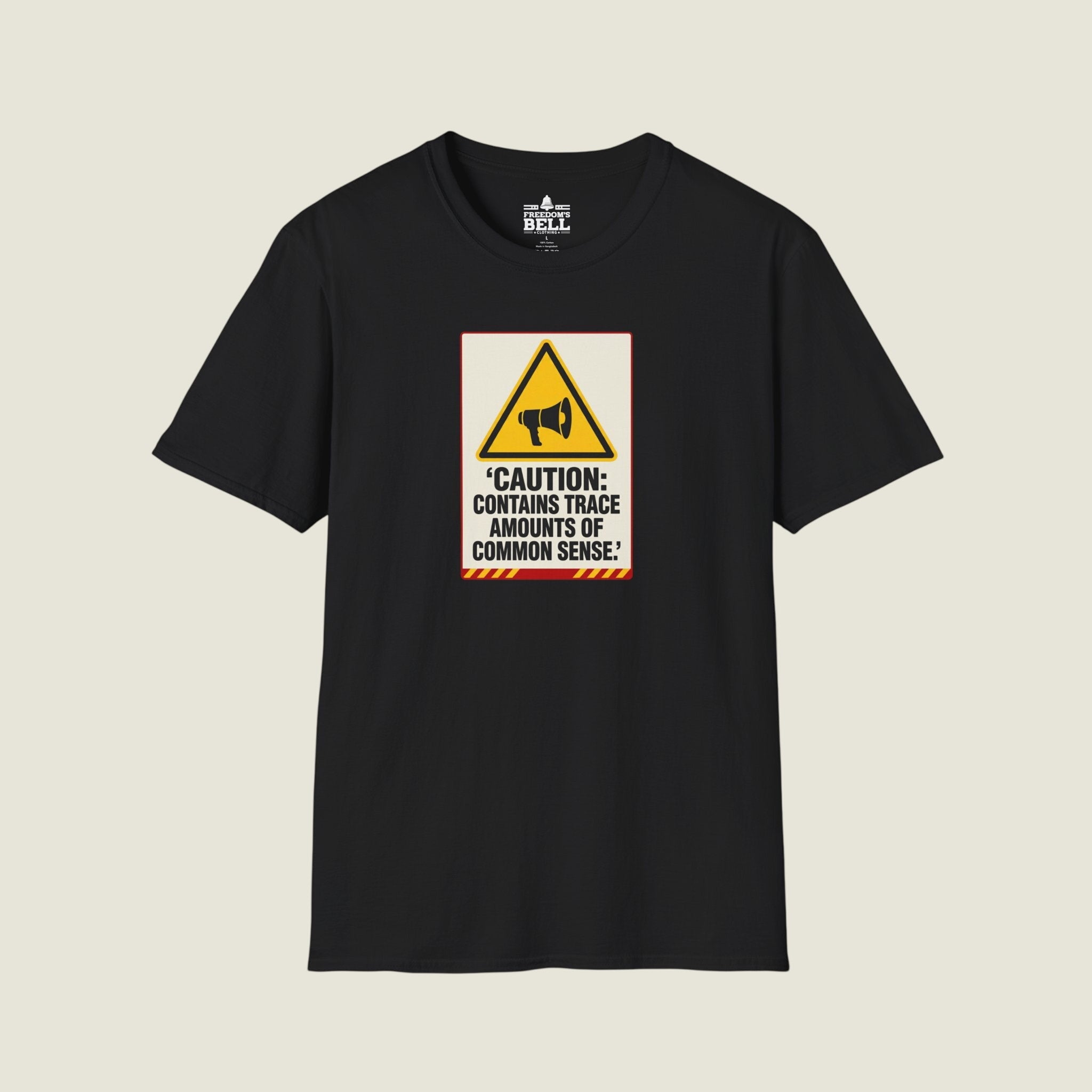 Caution Contains Trace Common Sense - Warning Label Humor T-Shirt