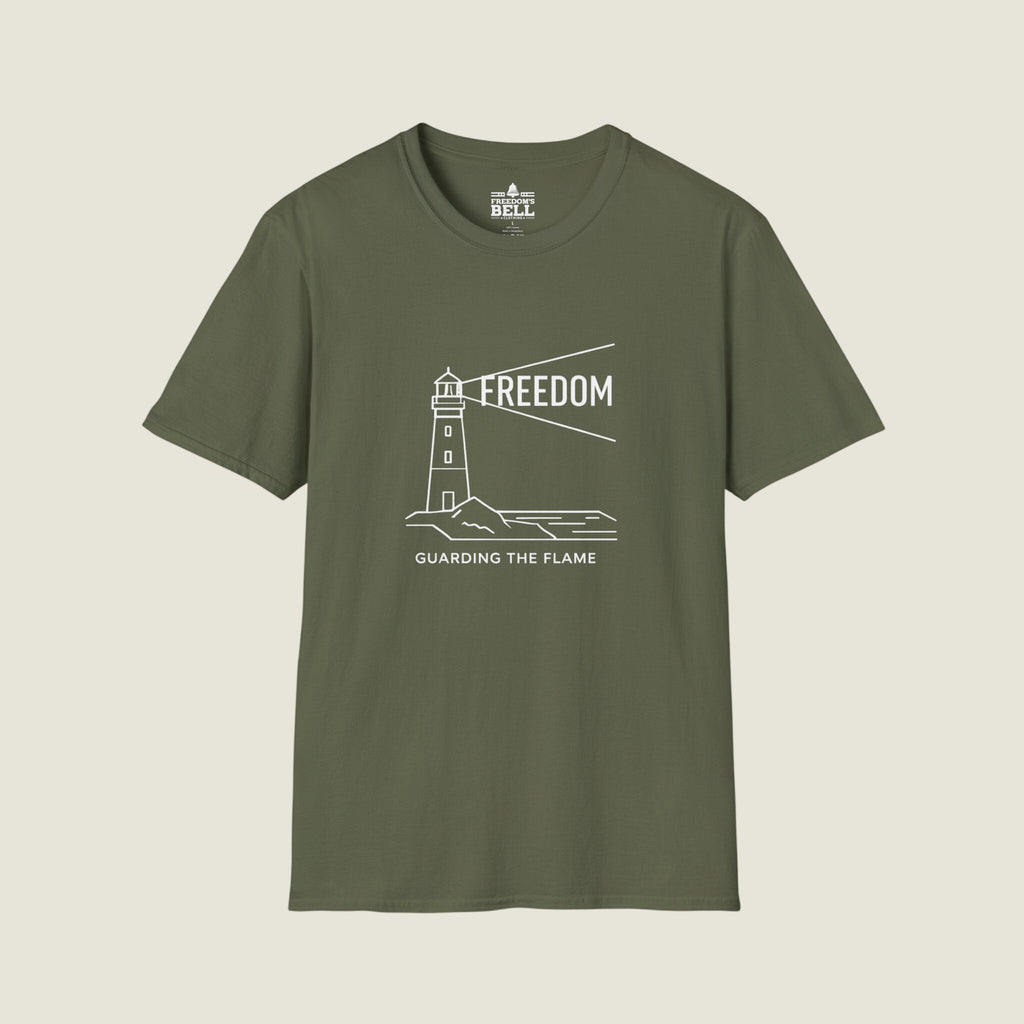 Freedom Guarding the Flame – Lighthouse Patriot T-Shirt