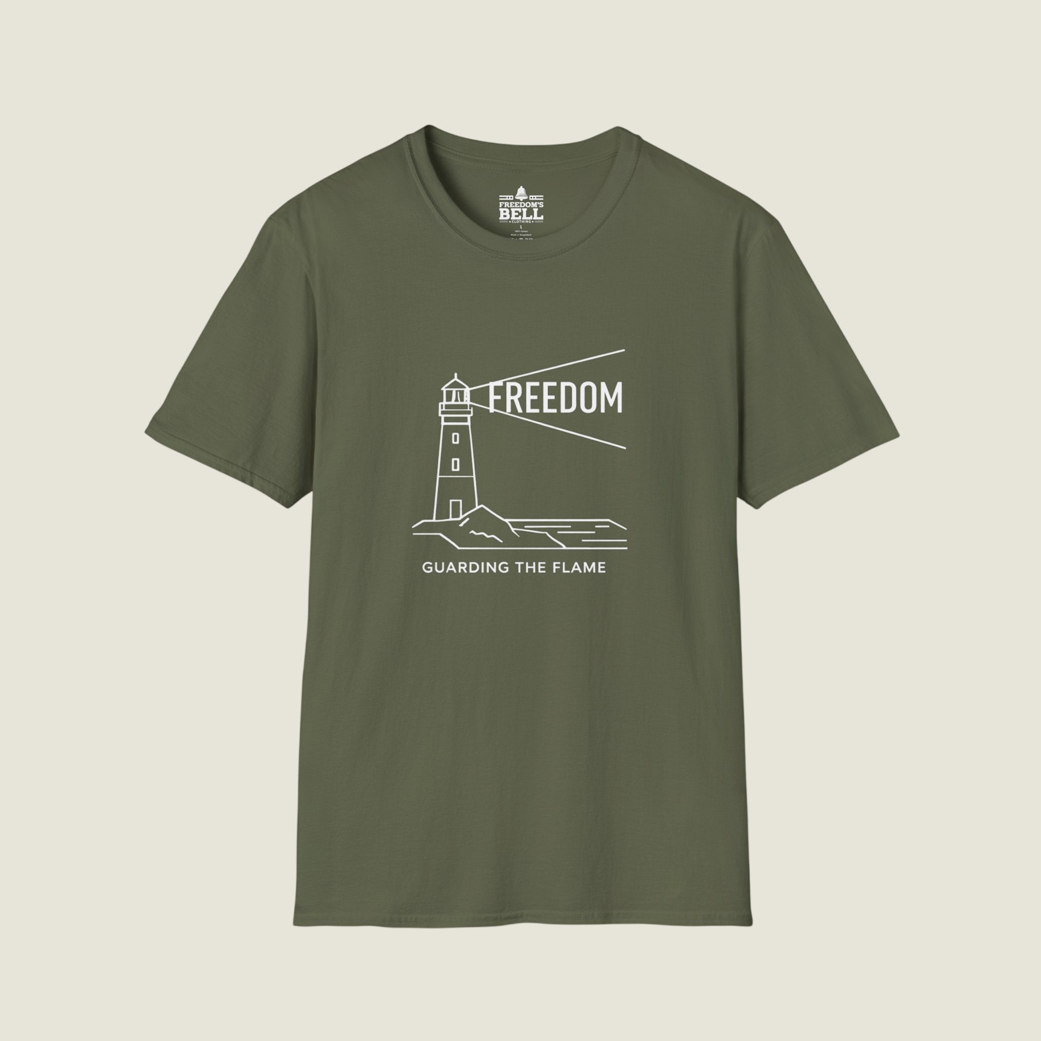 Freedom Guarding the Flame – Lighthouse Patriot T-Shirt