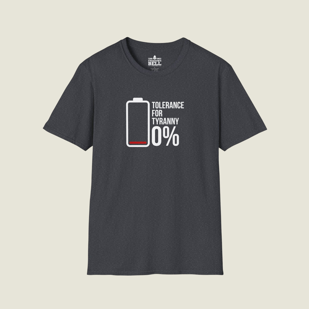 Tolerance For Tyranny 0% - Zero Tolerance Battery Icon T-Shirt