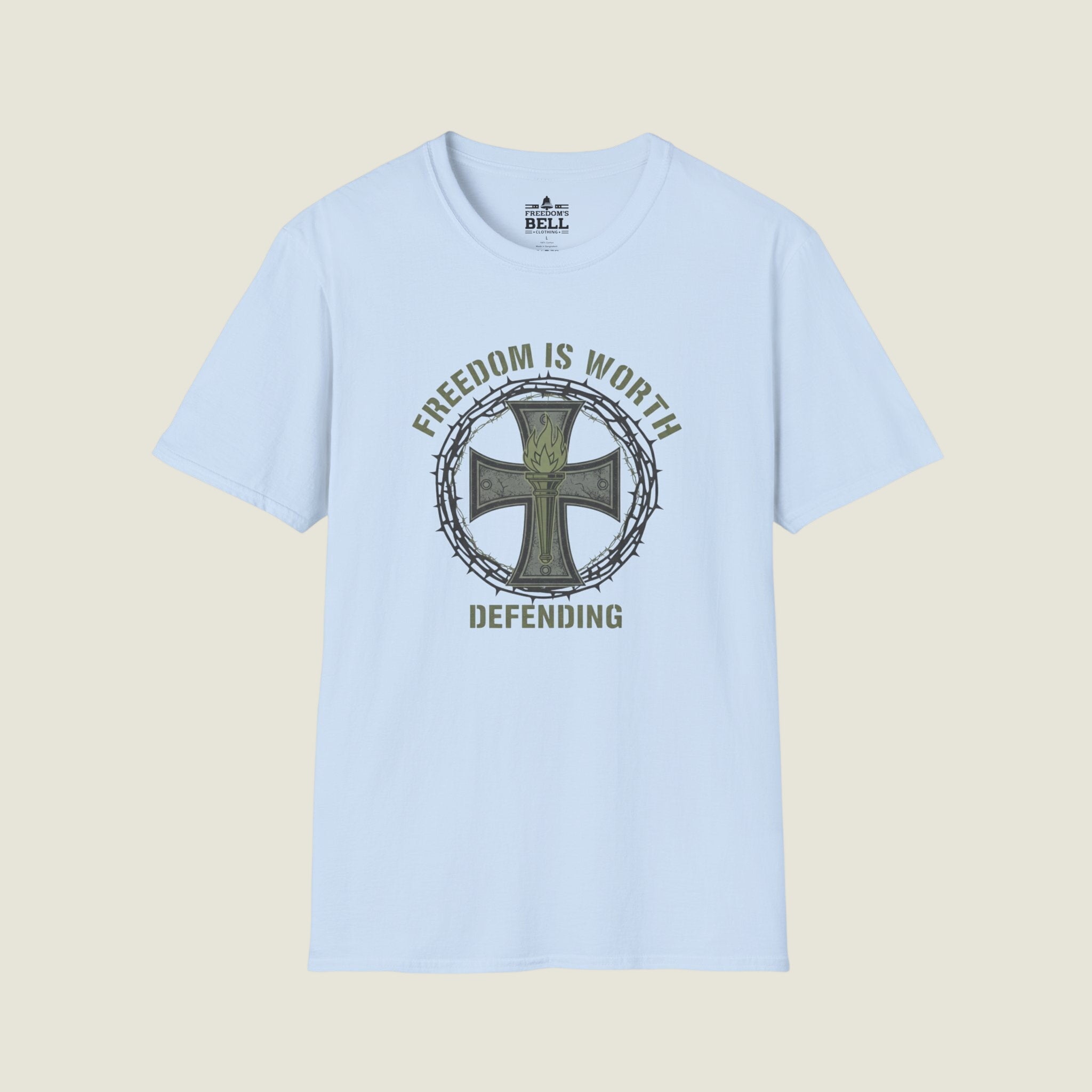 Freedom Is Worth Defending – Warrior Cross Patriotic T-Shirt