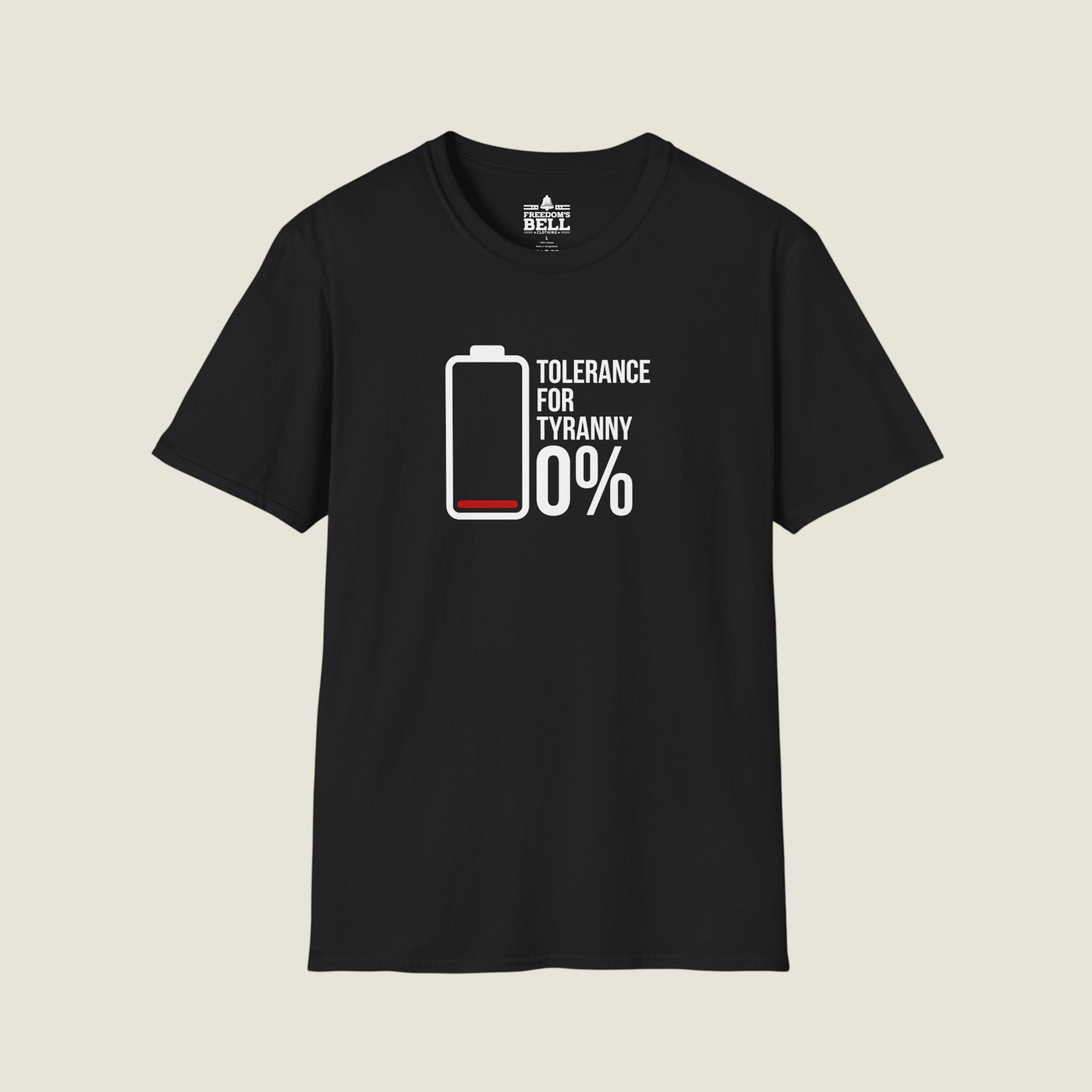 Tolerance For Tyranny 0% - Zero Tolerance Battery Icon T-Shirt