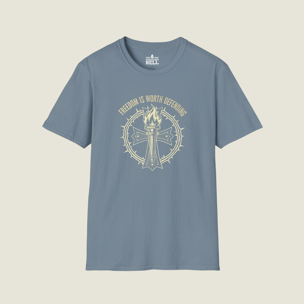 Freedom Is Worth Defending – Torch Cross Bold Patriot T-Shirt