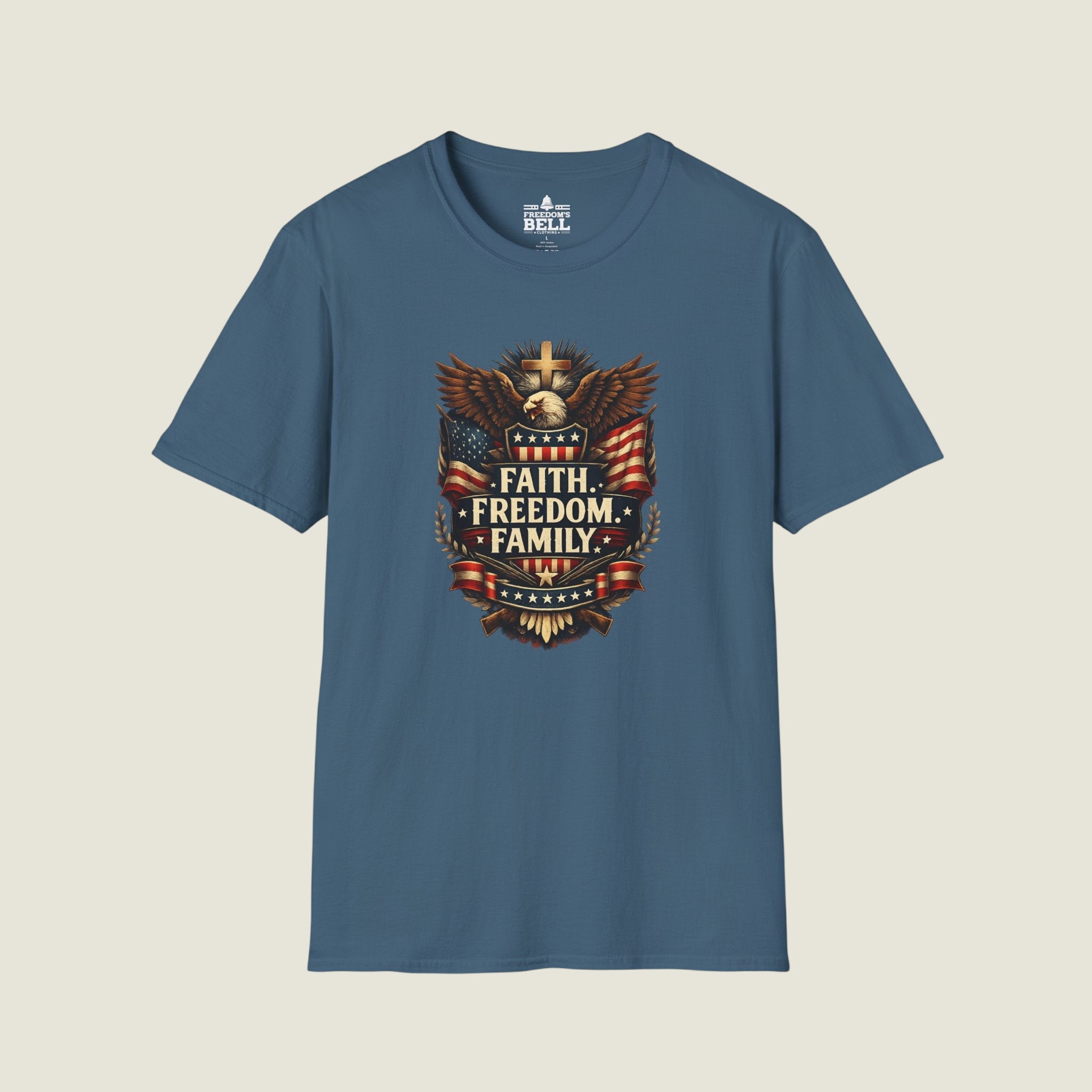 Faith Freedom Family Eagle Crest T-Shirt - Premium Badge