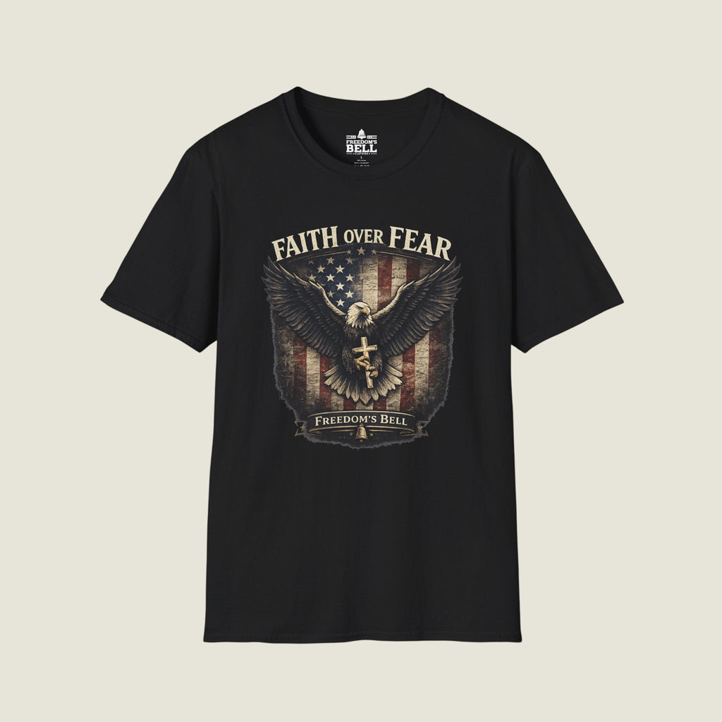 Faith Over Fear Eagle Shield T-Shirt - Patriotic Christian