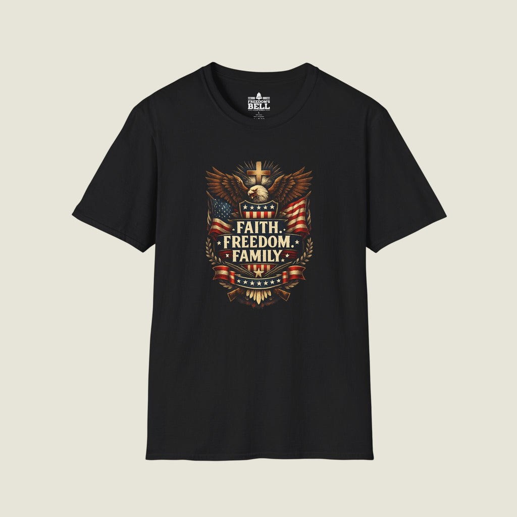 Faith Freedom Family Eagle Crest T-Shirt - Premium Badge
