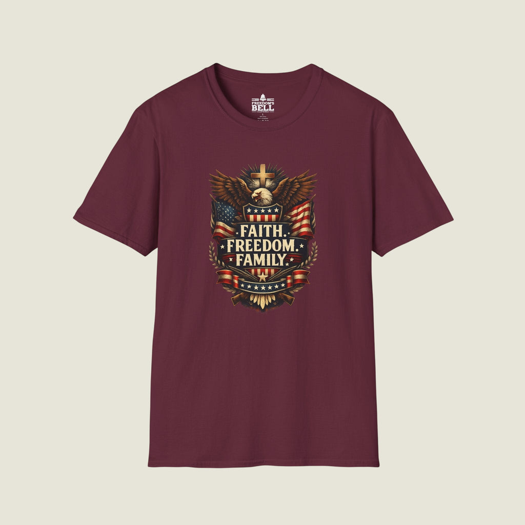 Faith Freedom Family Eagle Crest T-Shirt - Premium Badge
