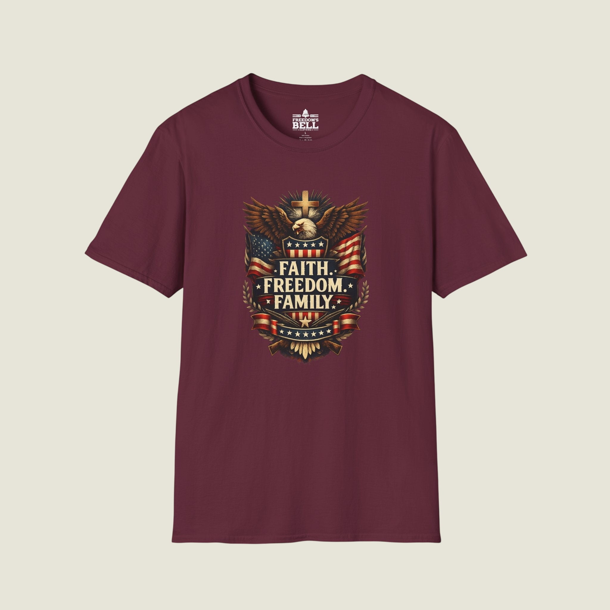 Faith Freedom Family Eagle Crest T-Shirt - Premium Badge