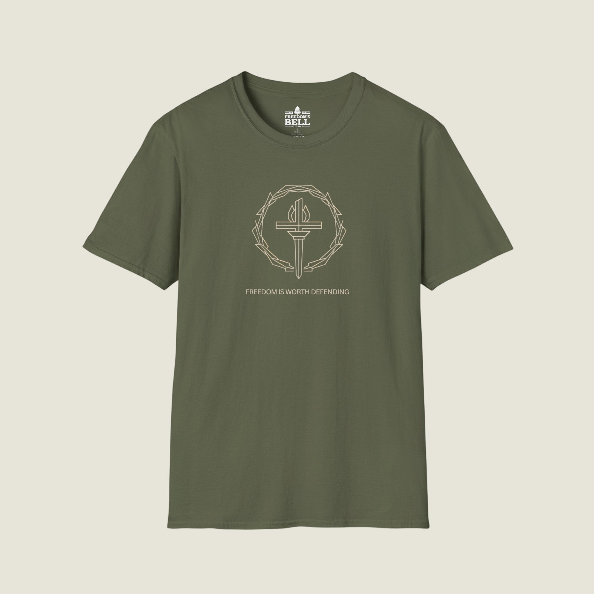 Freedom Is Worth Defending – Gold Cross Dark Patriot T-Shirt
