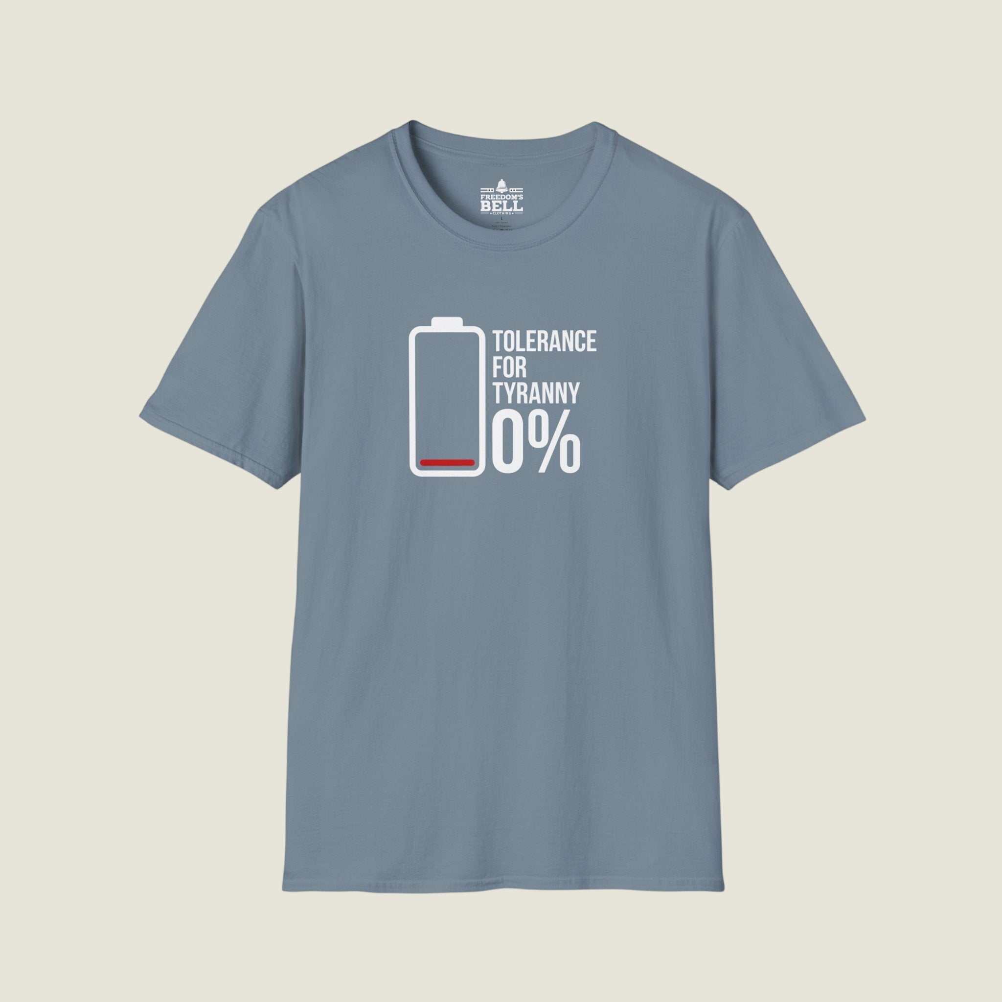 Tolerance For Tyranny 0% - Zero Tolerance Battery Icon T-Shirt