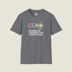 Running On Caffeine And Constitutional Fury - Low Battery T-Shirt