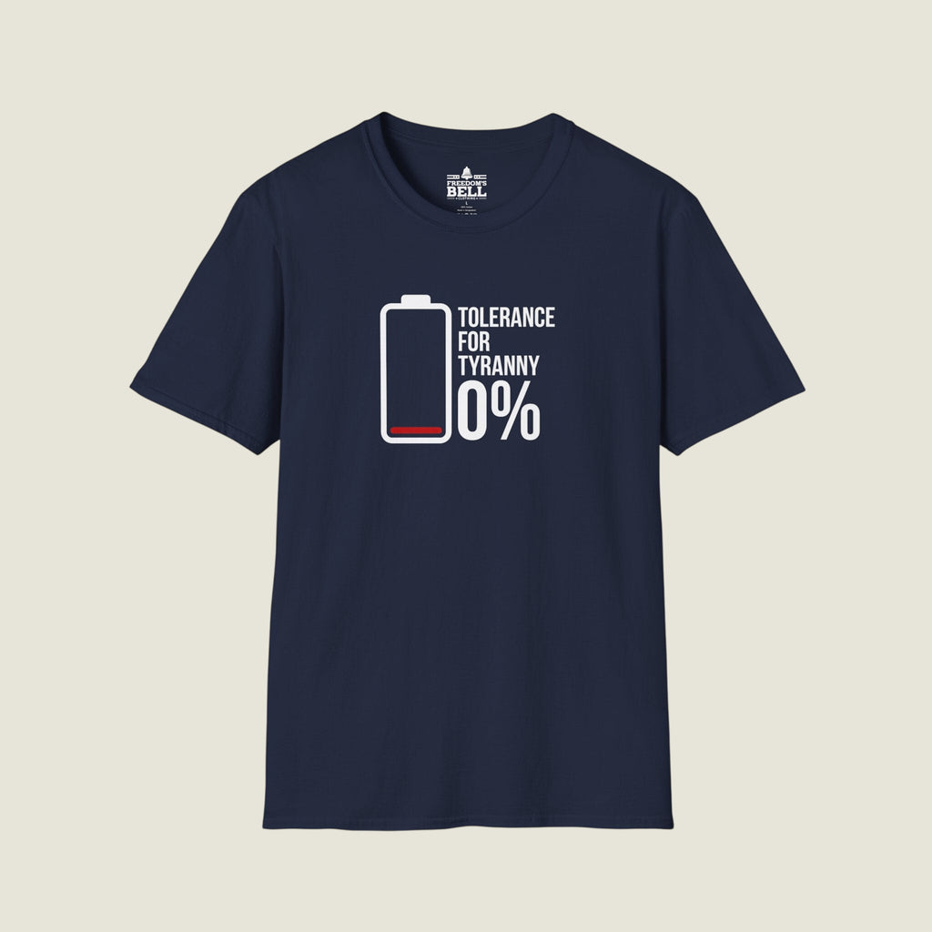 Tolerance For Tyranny 0% - Zero Tolerance Battery Icon T-Shirt