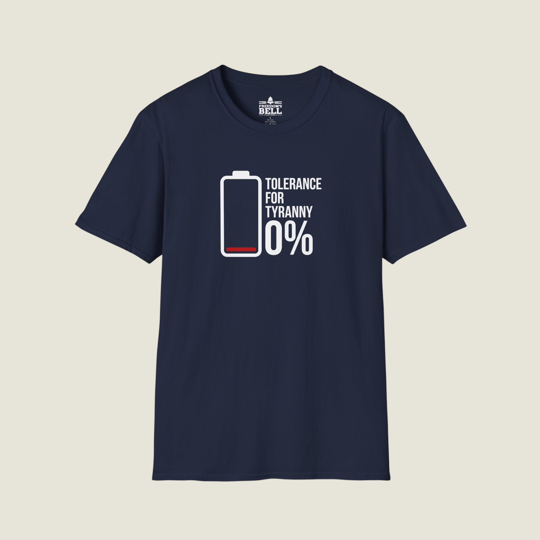 Tolerance For Tyranny 0% - Zero Tolerance Battery Icon T-Shirt